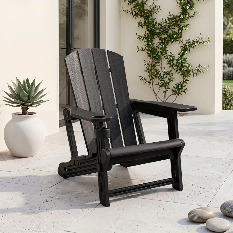 Hivvago Hdpe Adirondack Chairs With Realistic Wood Grain For Backyard Lawn