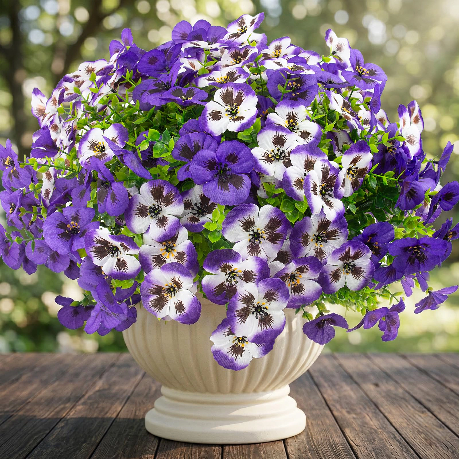 PUPWE Artificial Pansy Flowers Outdoor UV Resistant