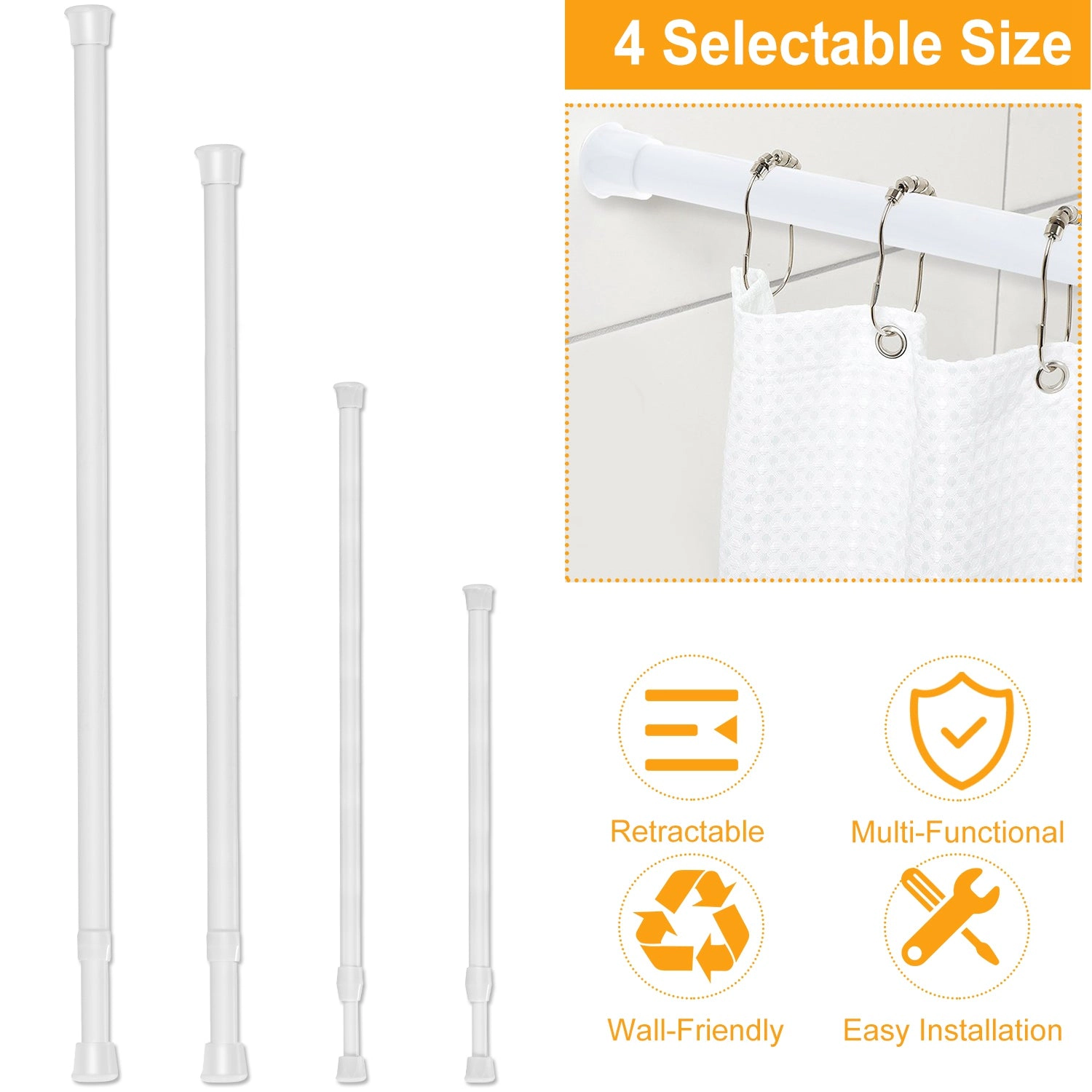 GBruno Spring-Loaded Tension Curtain Rod 150 Cm