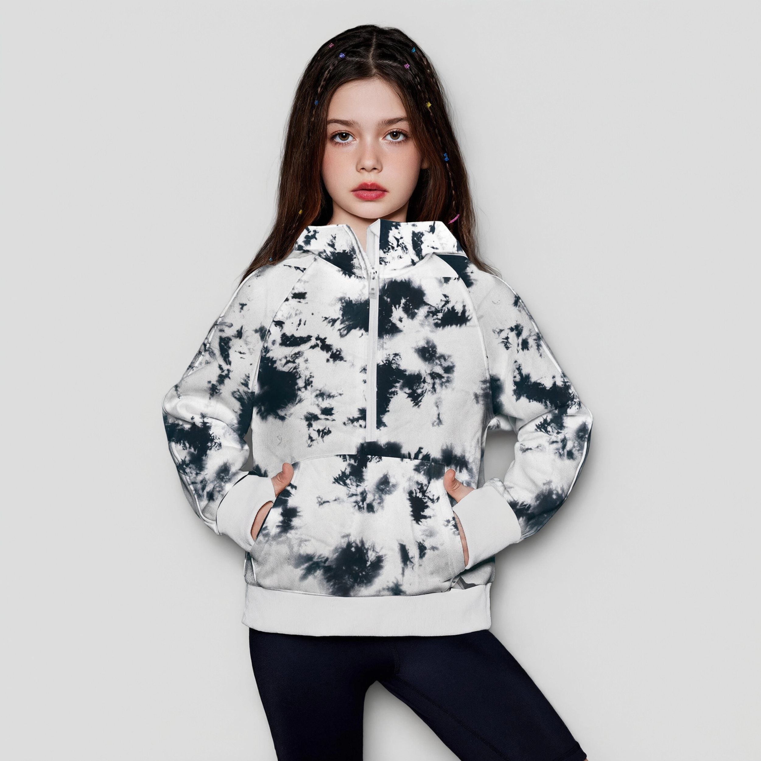 Arshiner Girls Half Zip Pullover Fleece Hooded Sweatshirt For Teen Long Sleeve Tops Fall Winter