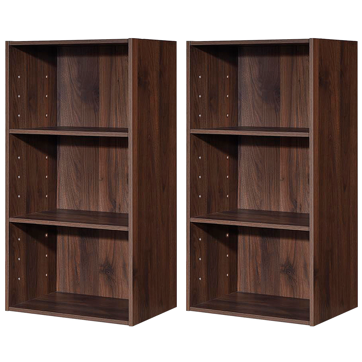 Costway 2 PCS 3 Tier Open Shelf Bookcase Multi-functional Storage Display Cabinet