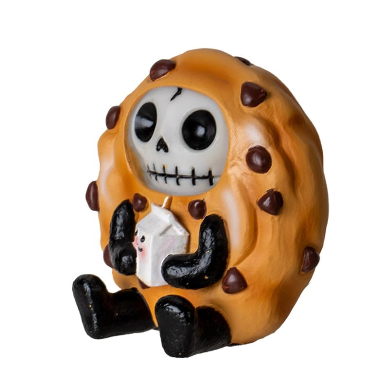 Pacific Giftware Choco Chip Furrybones Figurine Skeleton in Chocolate Chip Cookie Costume with Cute Milk Friend 2.56 Tall