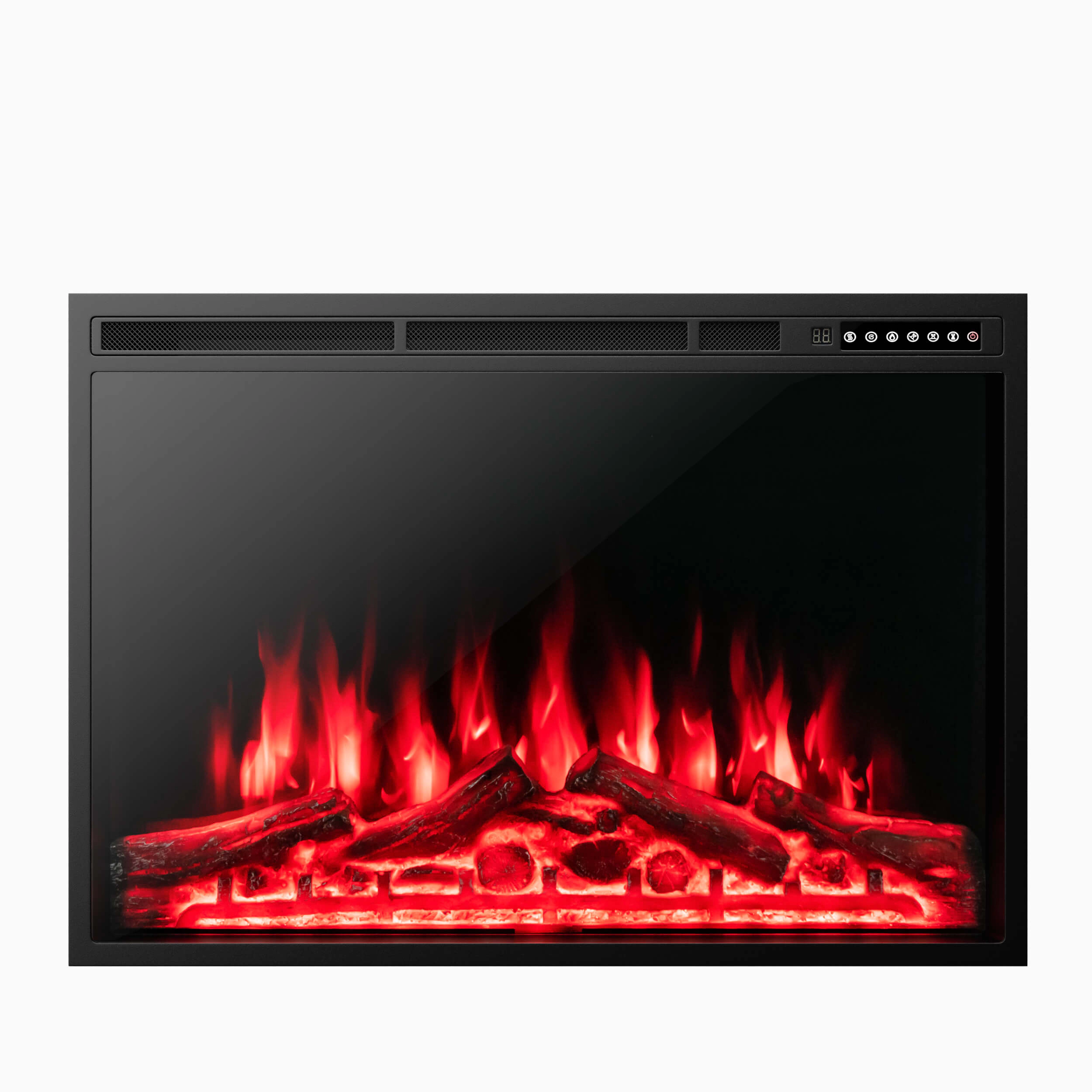 SUGIFT Adjustable Flame Electric Fireplace Recessed Heater 34- or 37-in Black 5100-BTU 750W/1500W with Timer and Remote