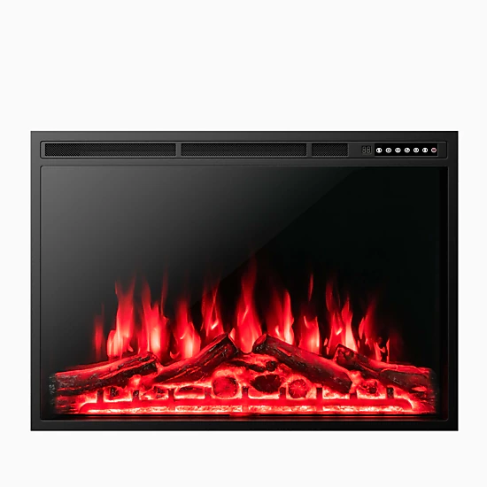SUGIFT Adjustable Flame Electric Fireplace Recessed Heater 34- or 37-in Black 5100-BTU 750W/1500W with Timer and Remote