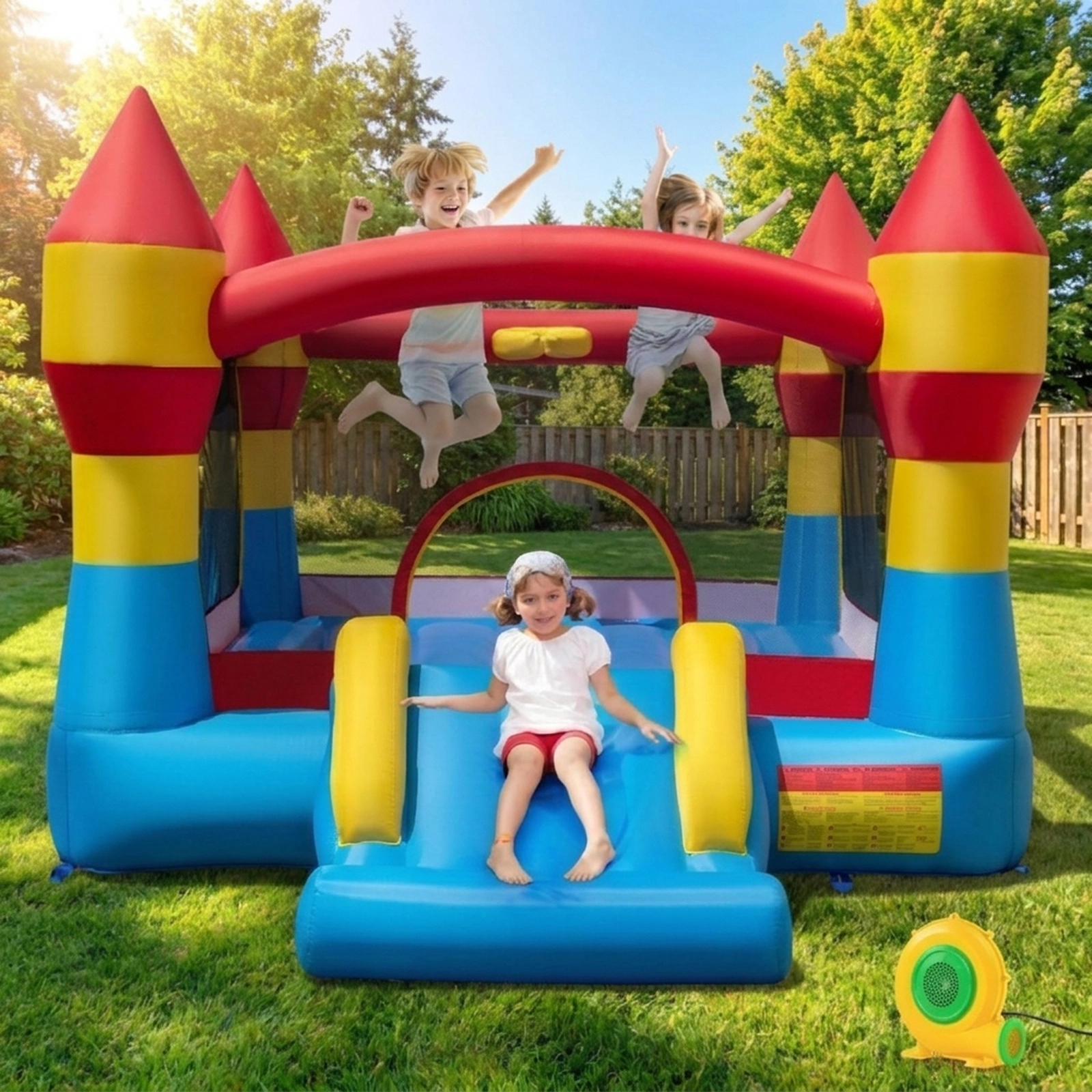 SUGIFT Slide and 550W Blower for Yard Indoor Outdoor Kids Inflatable Bouncy Castle