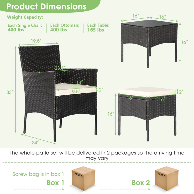 Hivvago 8 Pieces Patio Wicker Conversation Set With 2 Coffee Tables And 2 Ottomans
