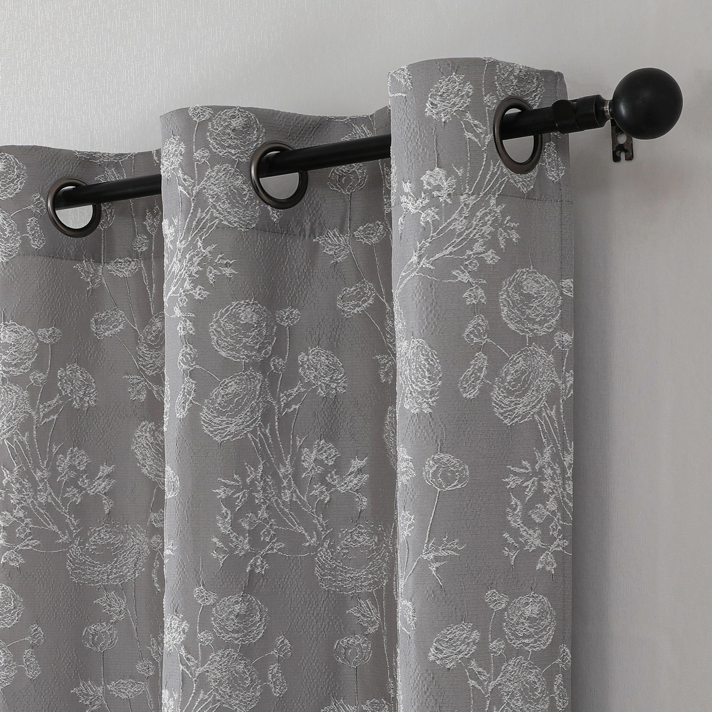 Kate Aurora 2 Piece Maxie Floral Grommet Top Window Curtain Panels - 84 in. Long