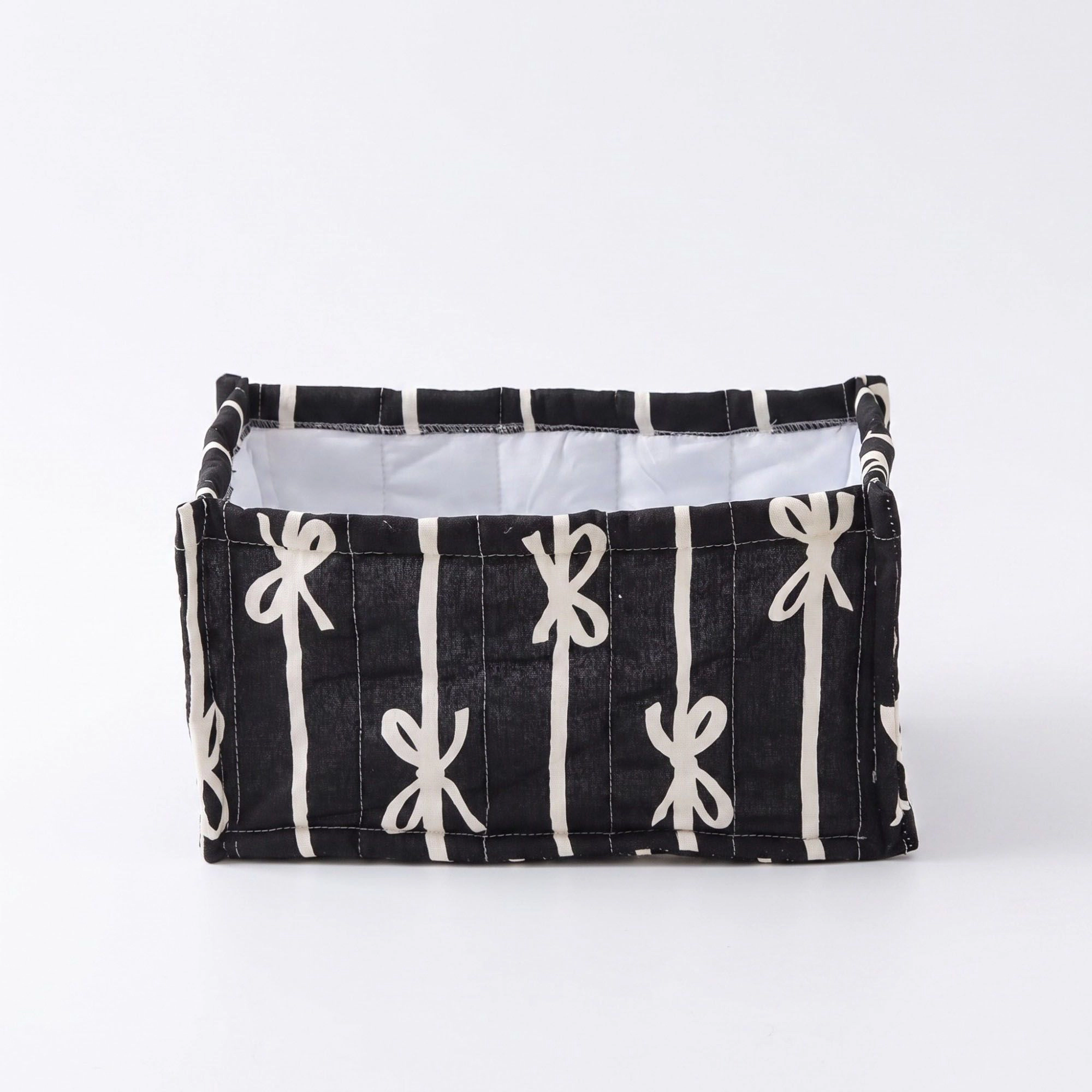 Alilang Unisex Quilted Bow Print Fabric Storage Bin Open Top Organizer Basket