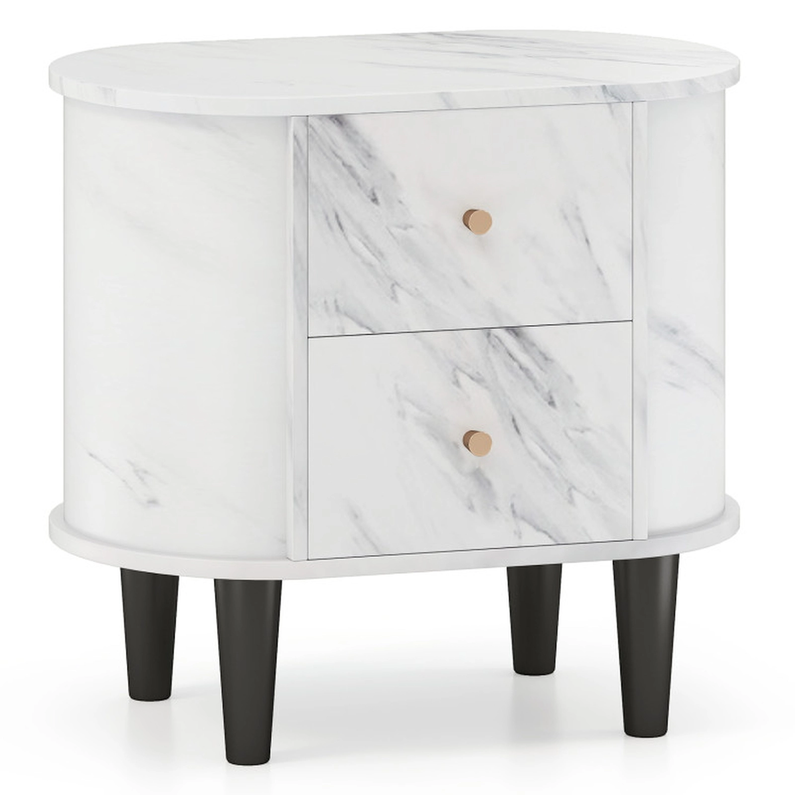 SUGIFT Modern Faux Marble 2-Drawer Nightstand Bedside Table 44-lb Tabletop Capacity 23.5 x 16 x 22 in White