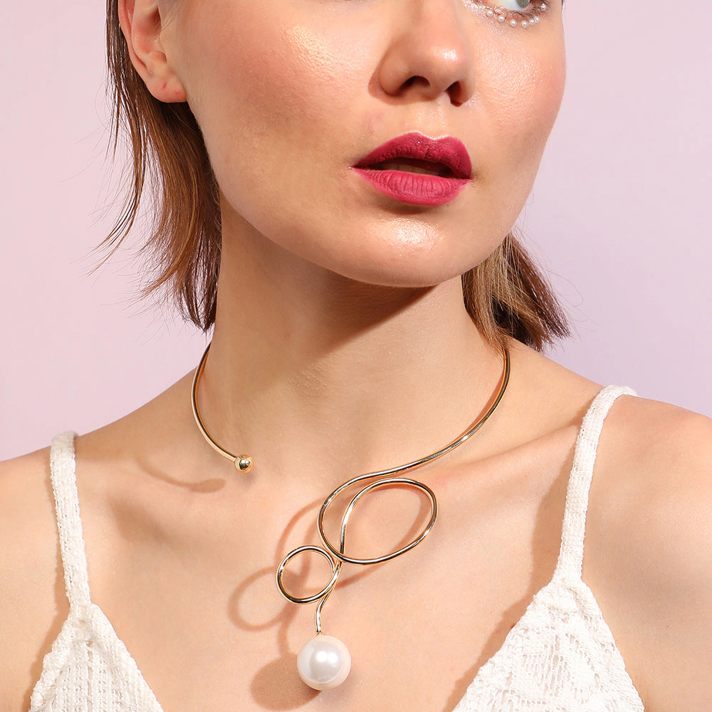 SOHI Women's Gold Plated Wrap Necklace