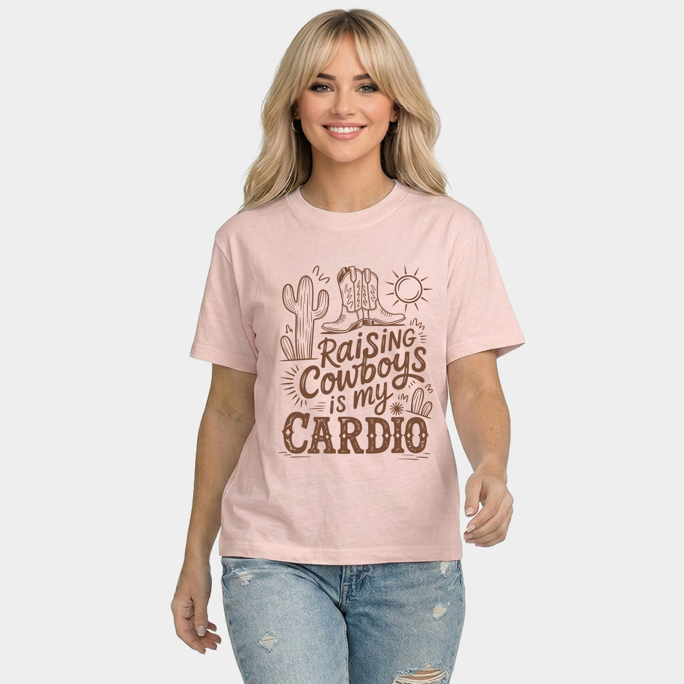 Simply Sage Market - Raising Cowboys Is My Cardio Women's Relaxed Boxy Tee