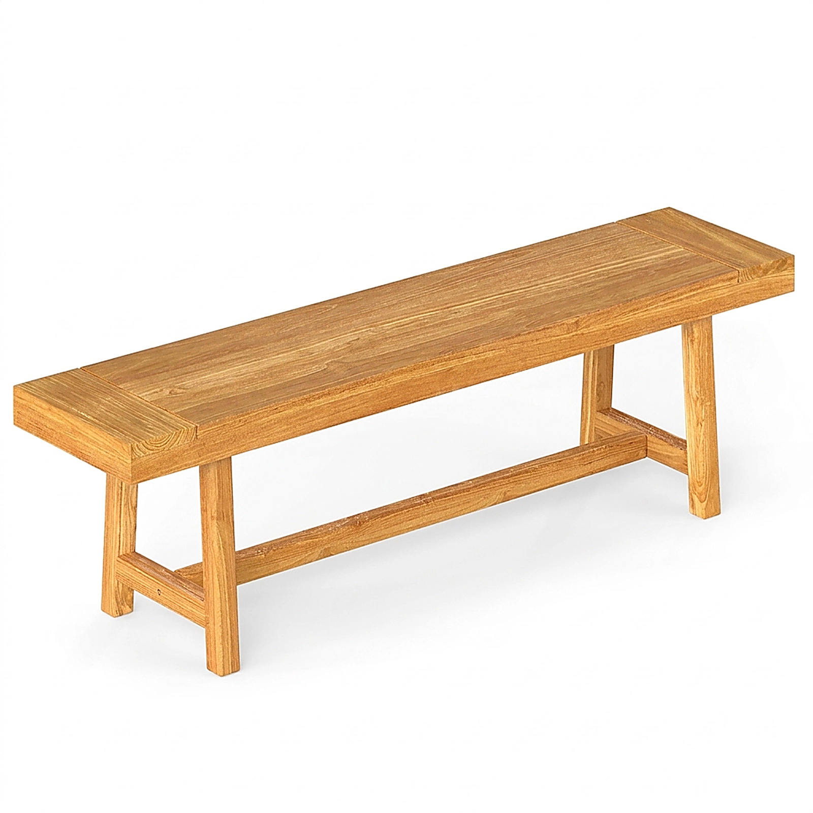 SUGIFT 63-in Solid Teak Wood Bench 330-lb Capacity Natural