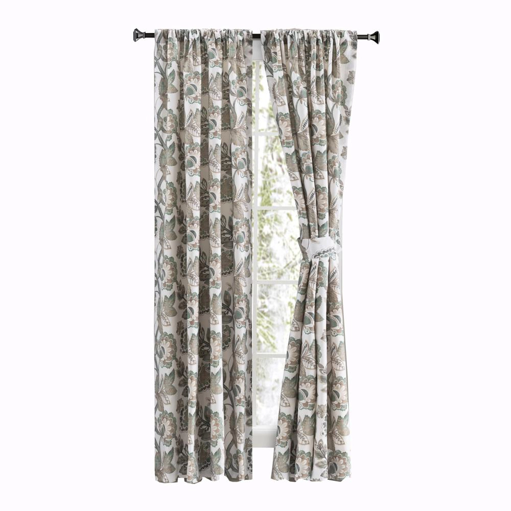 Ellis Curtain Wynette Lined 3" Rod Pocket Curtain Panel Pair with Tiebacks 100" x 63" Grey