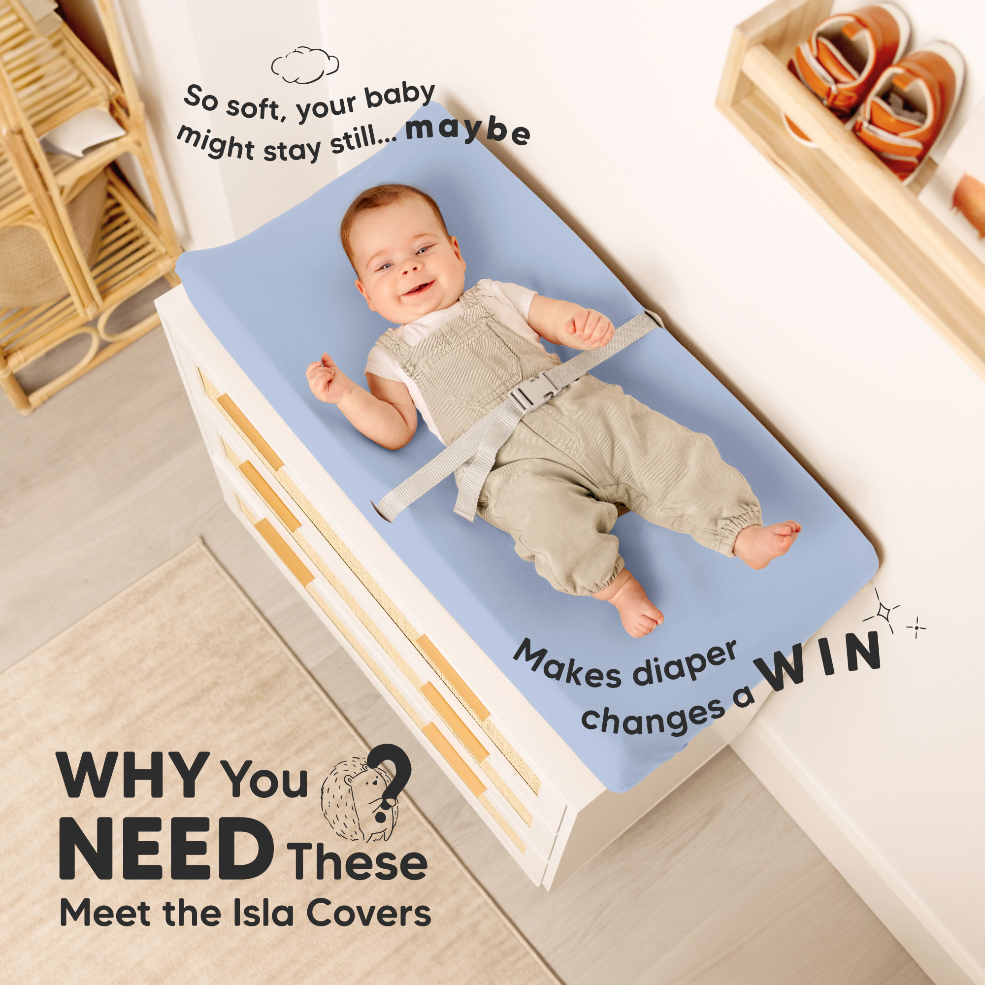 KeaBabies 2-Pack Isla Changing Pad Covers for Baby Boys, Girls