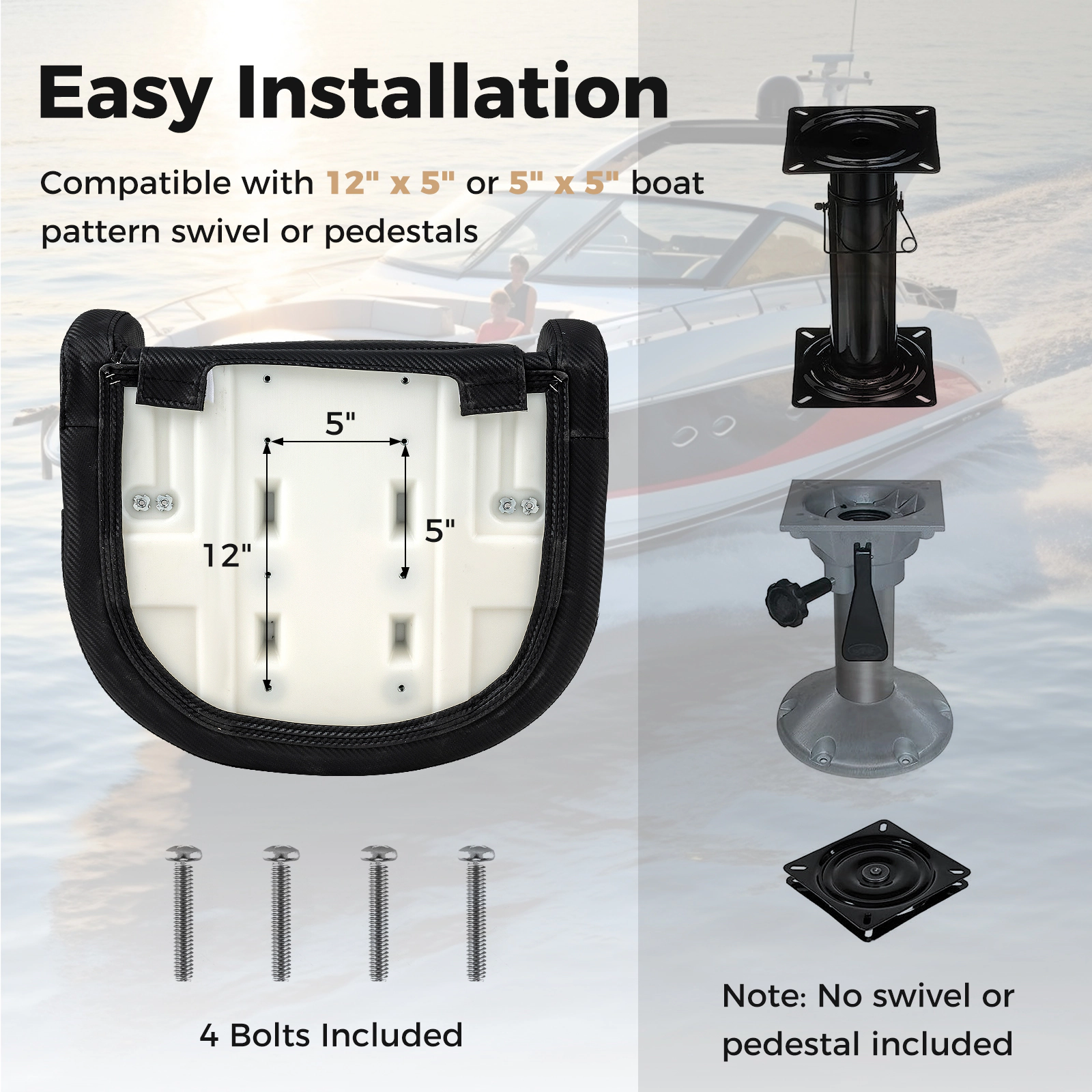 SUGIFT Black Captain Bucket Boat Seat with Flip-Up Bolster 22-in W 27.5-in D 24.5-in H 330-lb Chair Capacity