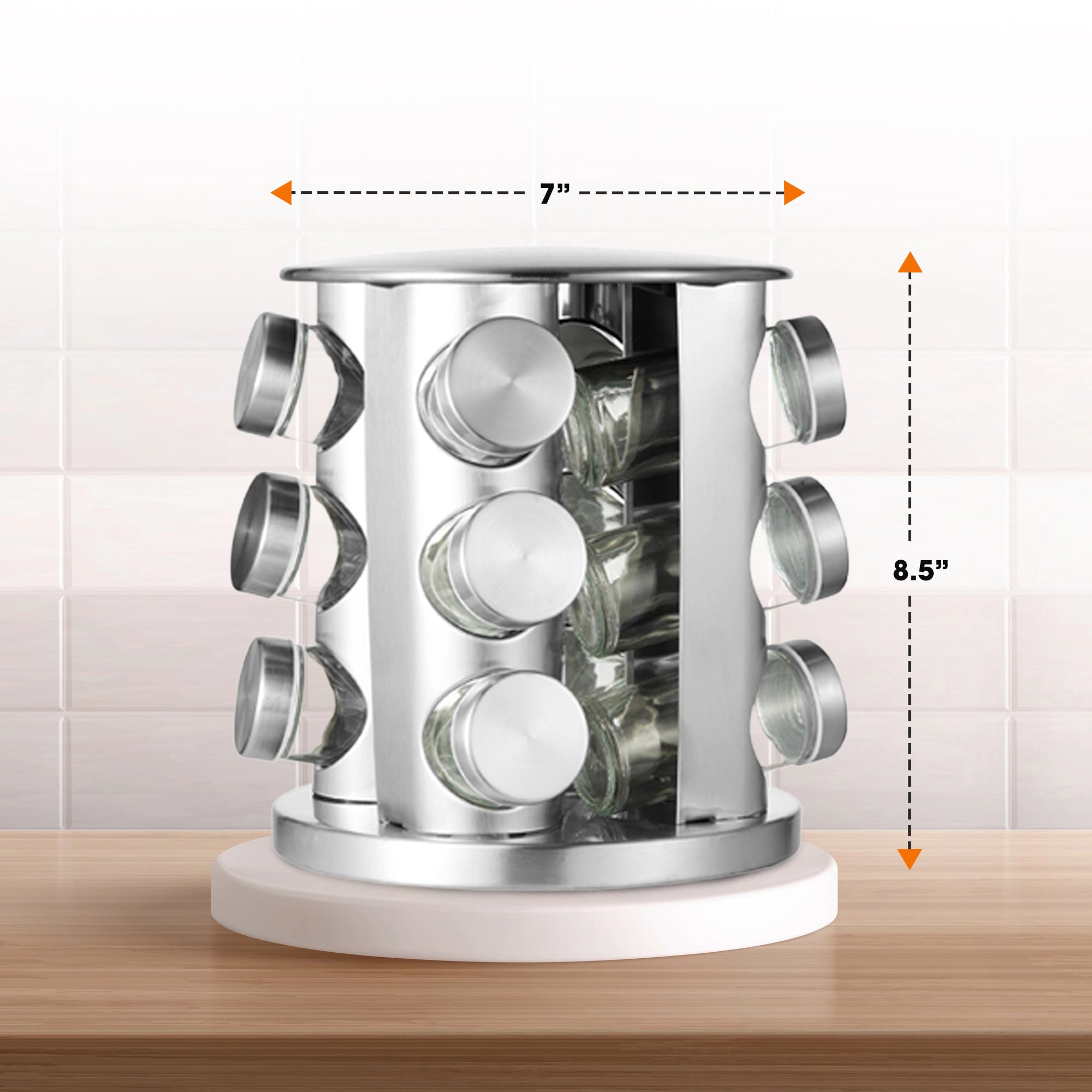 Cheer Collection Rotating Spice Rack for Countertop with 12 Jars