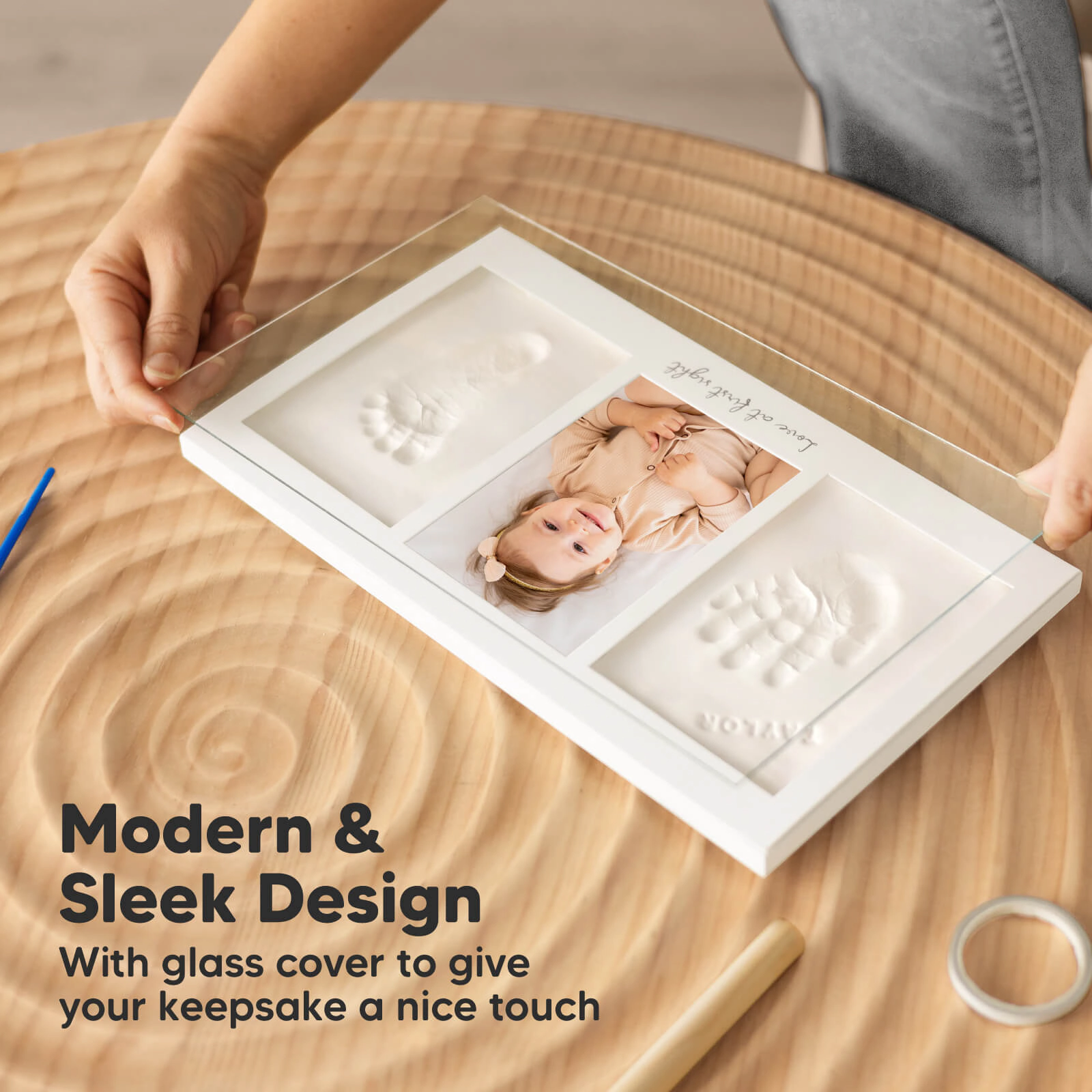 KeaBabies Baby Handprint & Footprint Keepsake Duo Frame for Girls and Boys