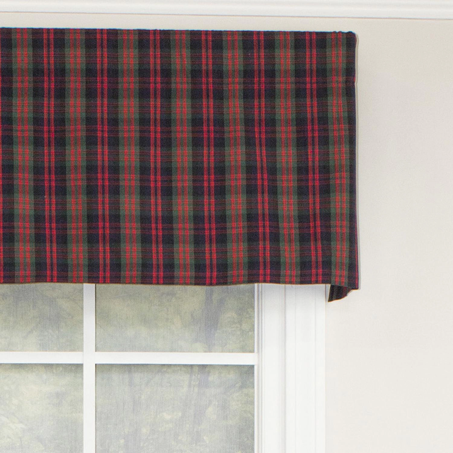 RLF Home Timeless Plaid Tailored 100% Cotton with Fully Lined 3" Rod Pocket Valnance for Windows 50" x 14" Multi