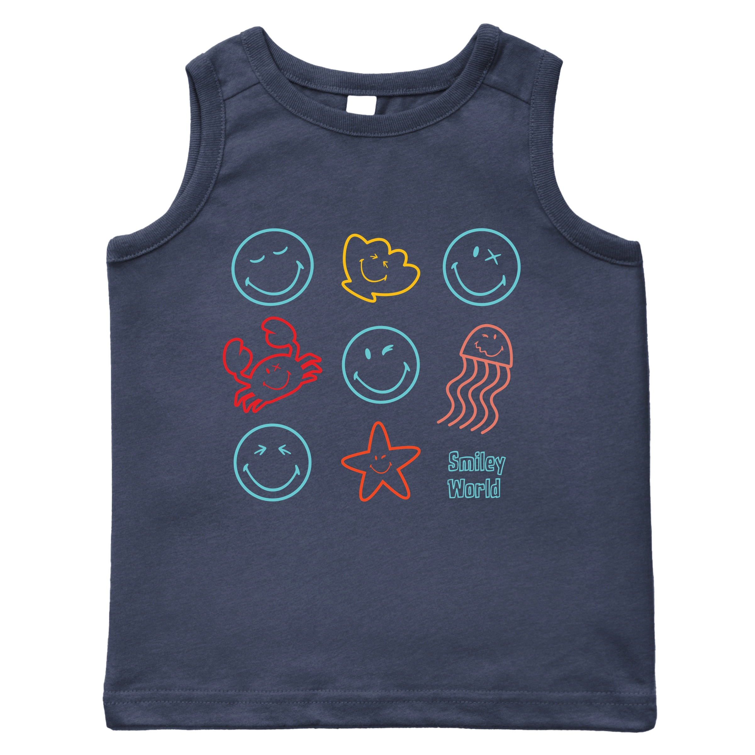The Juniper Shop - Toddler Graphic Tank SmileyWorld Sea Critters Grid