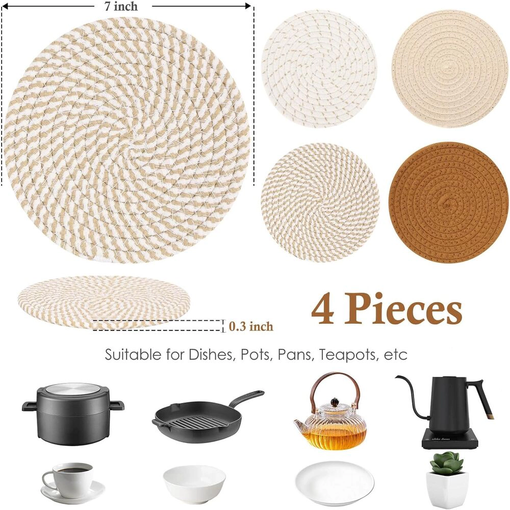 Toynee Starks Unisex Set of 4 Cotton Trivets 7 Inch Heat Resistant Hot Pads