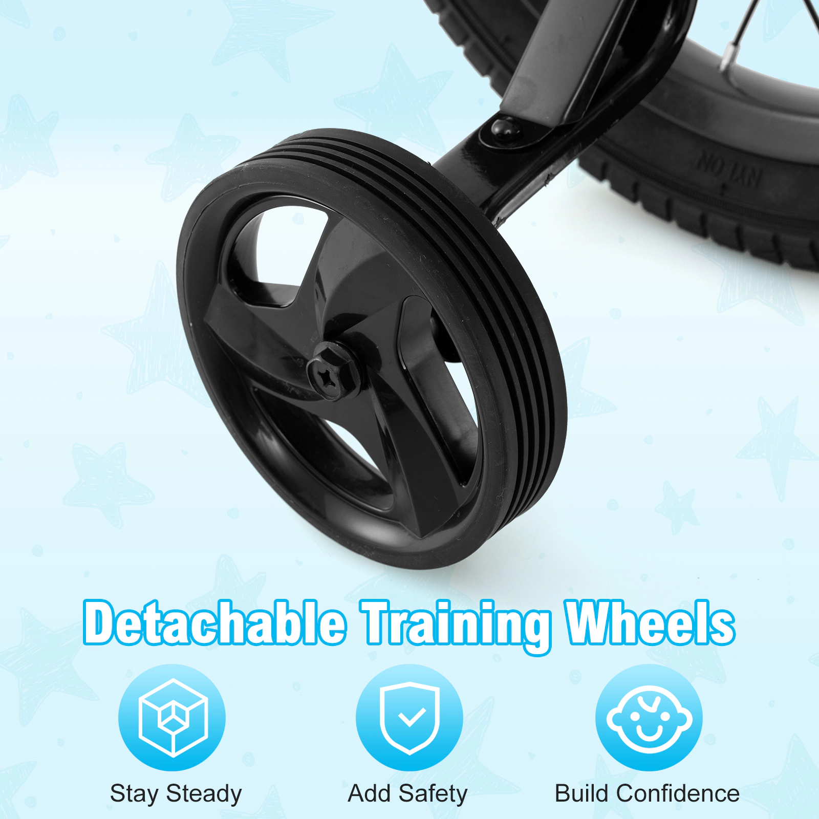 SUGIFT Dual-Brake 16-Inch Kids Bike with Basket and Training Wheels 145-lb Capacity Ages 4-7 Years Black