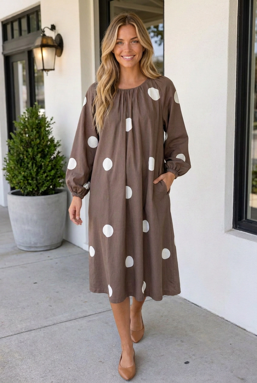 Threaded Pear Women's Danah Long Sleeve Midi Dress