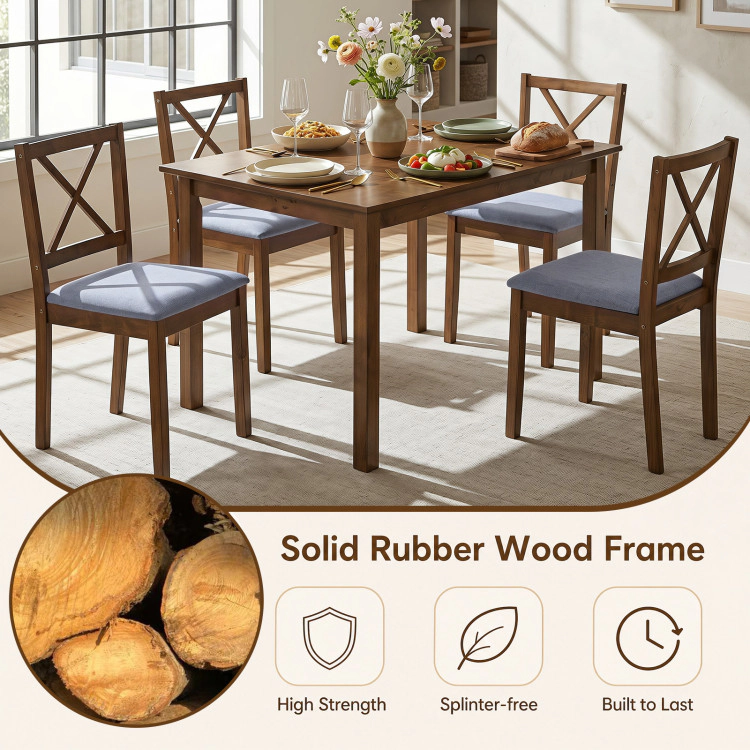 Hivvago 5-Piece Dining Set With Rectangular Table & Fabric Chairs For Small Space