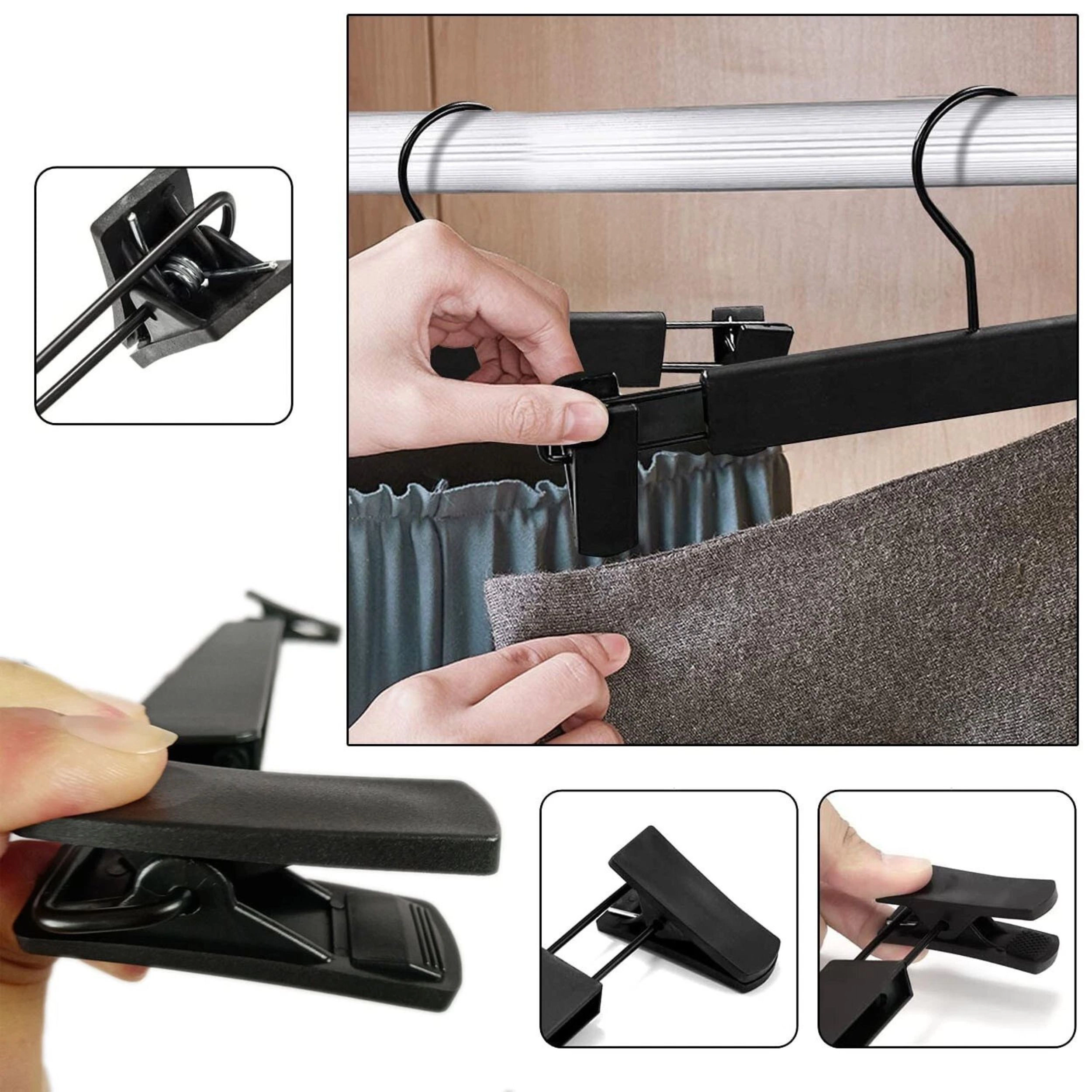 Home Collection Adjustable Clip Pants and Skirt Hangers Black