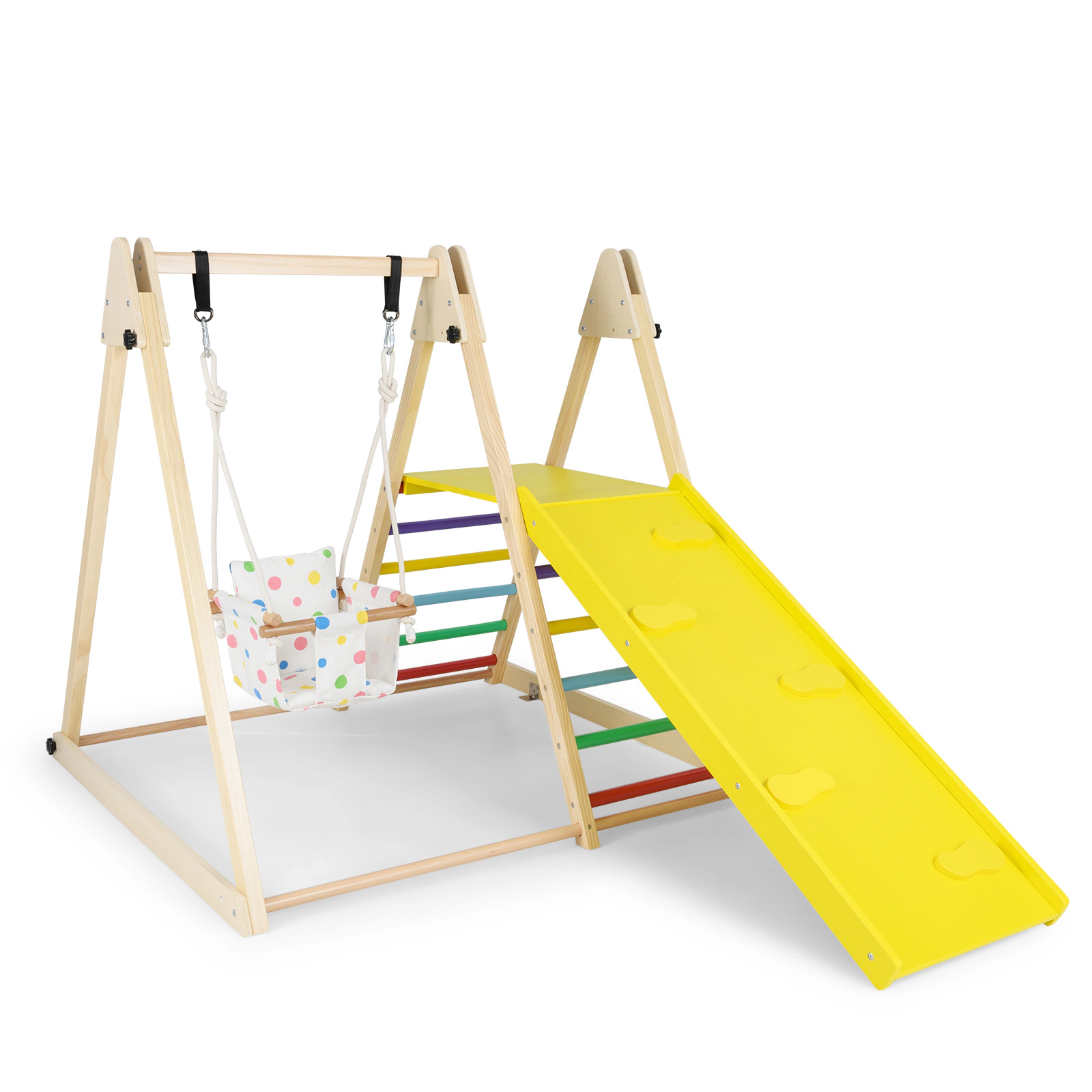LJG 4-in-1 Indoor Jungle Gym with Baby Swing and Climbing Ramp