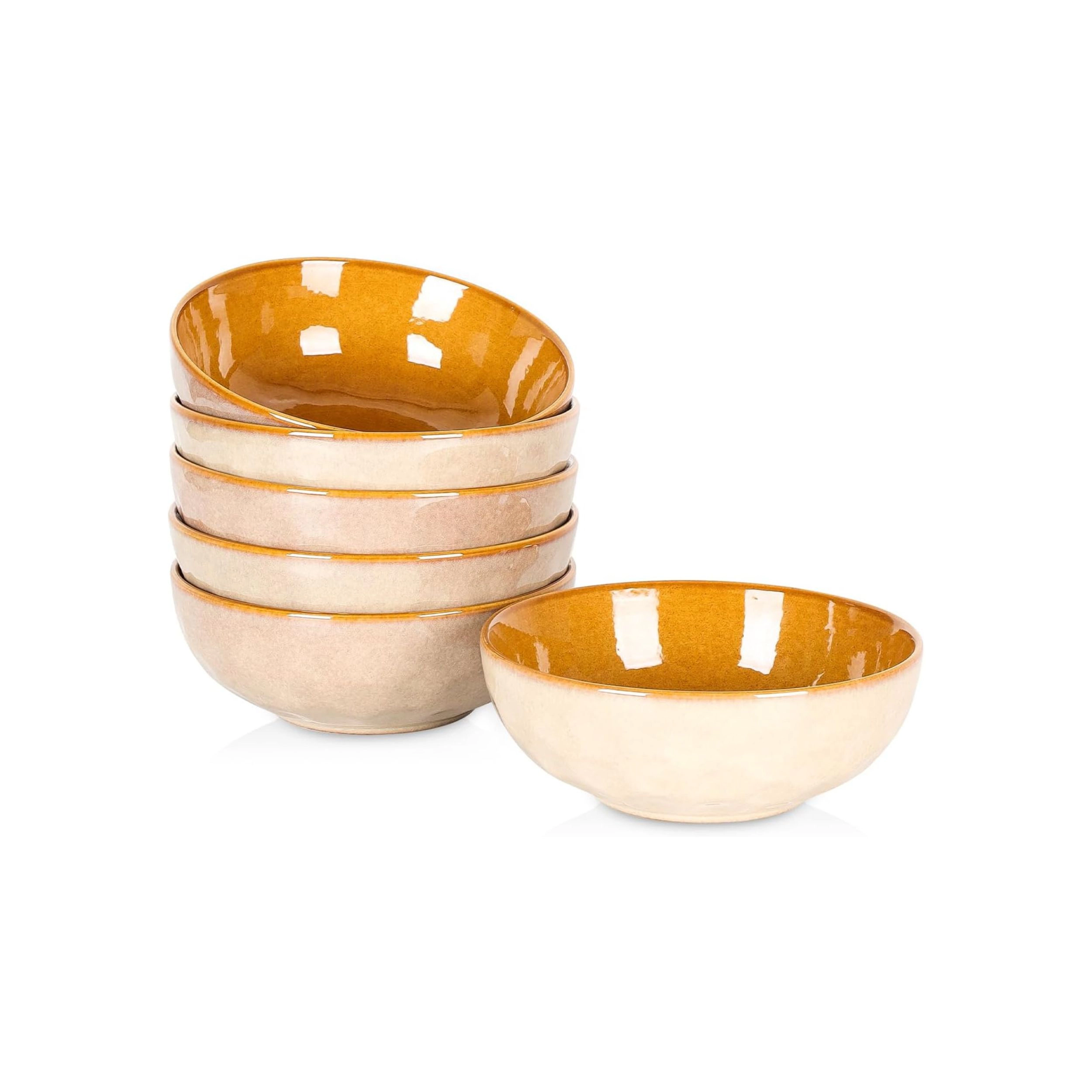 Stock Preferred Pack of 6 32oz Fluted Stoneware Pasta and Salad Bowl Set