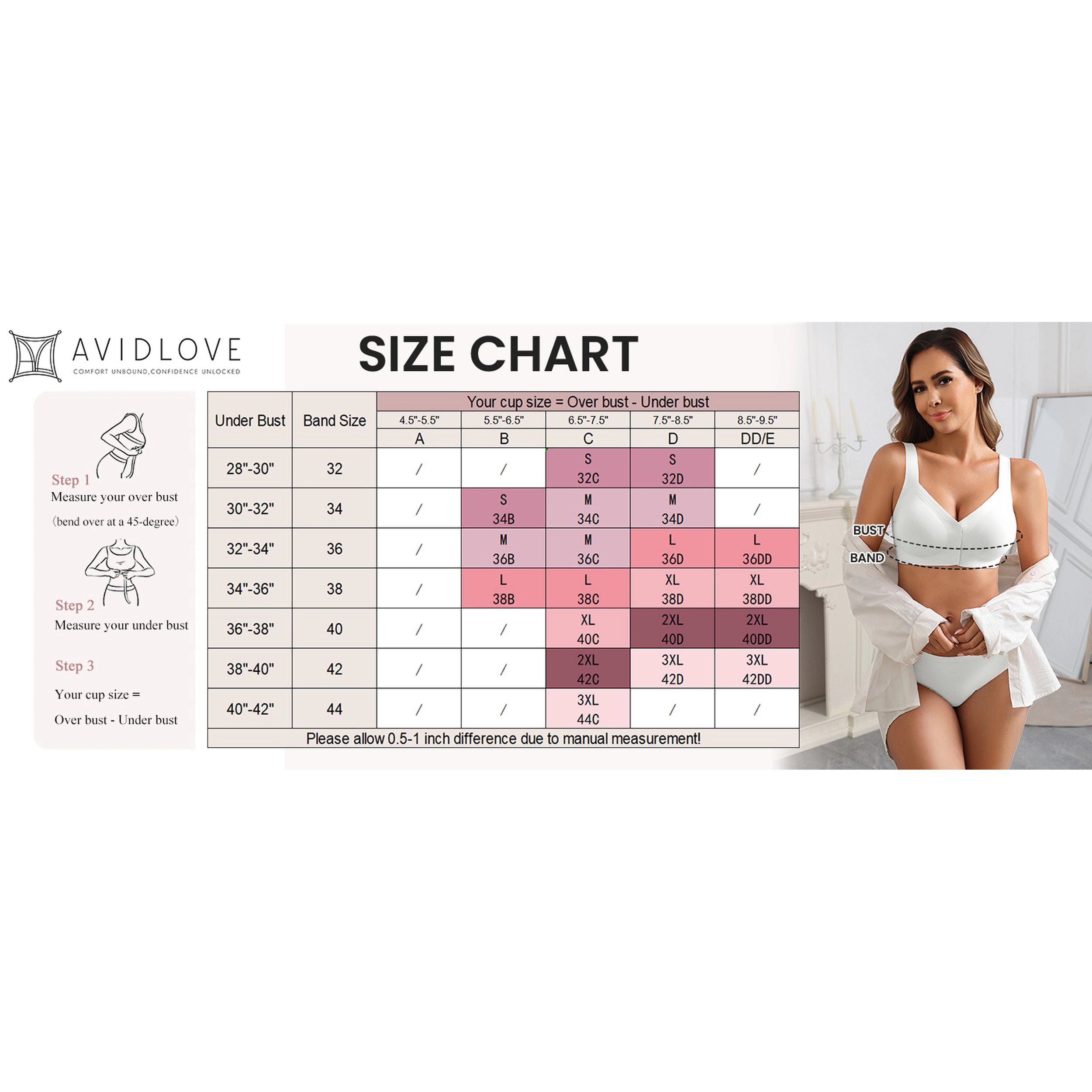 Avidlove Women's Front Closure Seamless Wireless Full Coverage Bra
