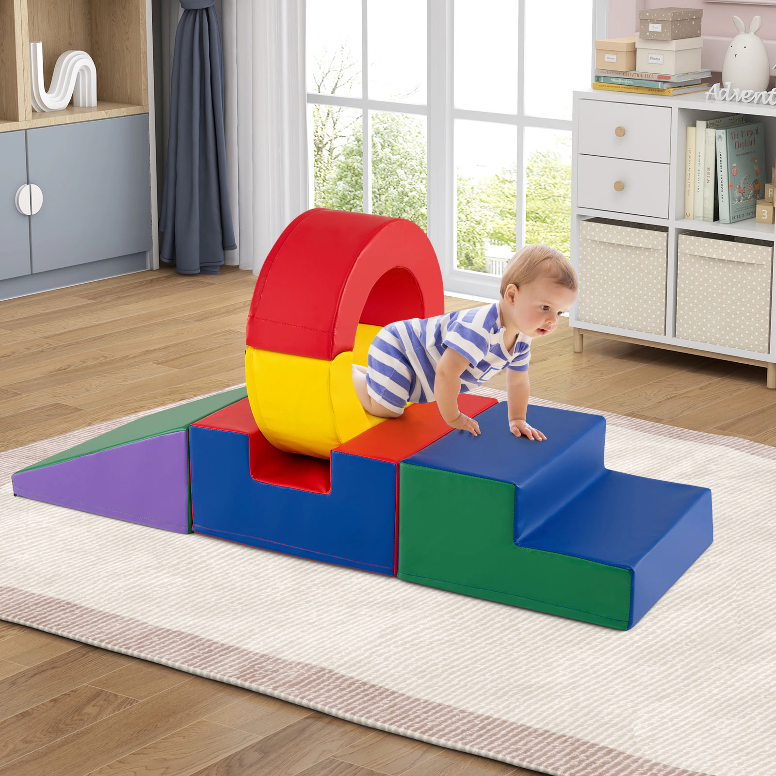 LJG 5 Pieces Kids Climbing Toys with PU Leather Cover