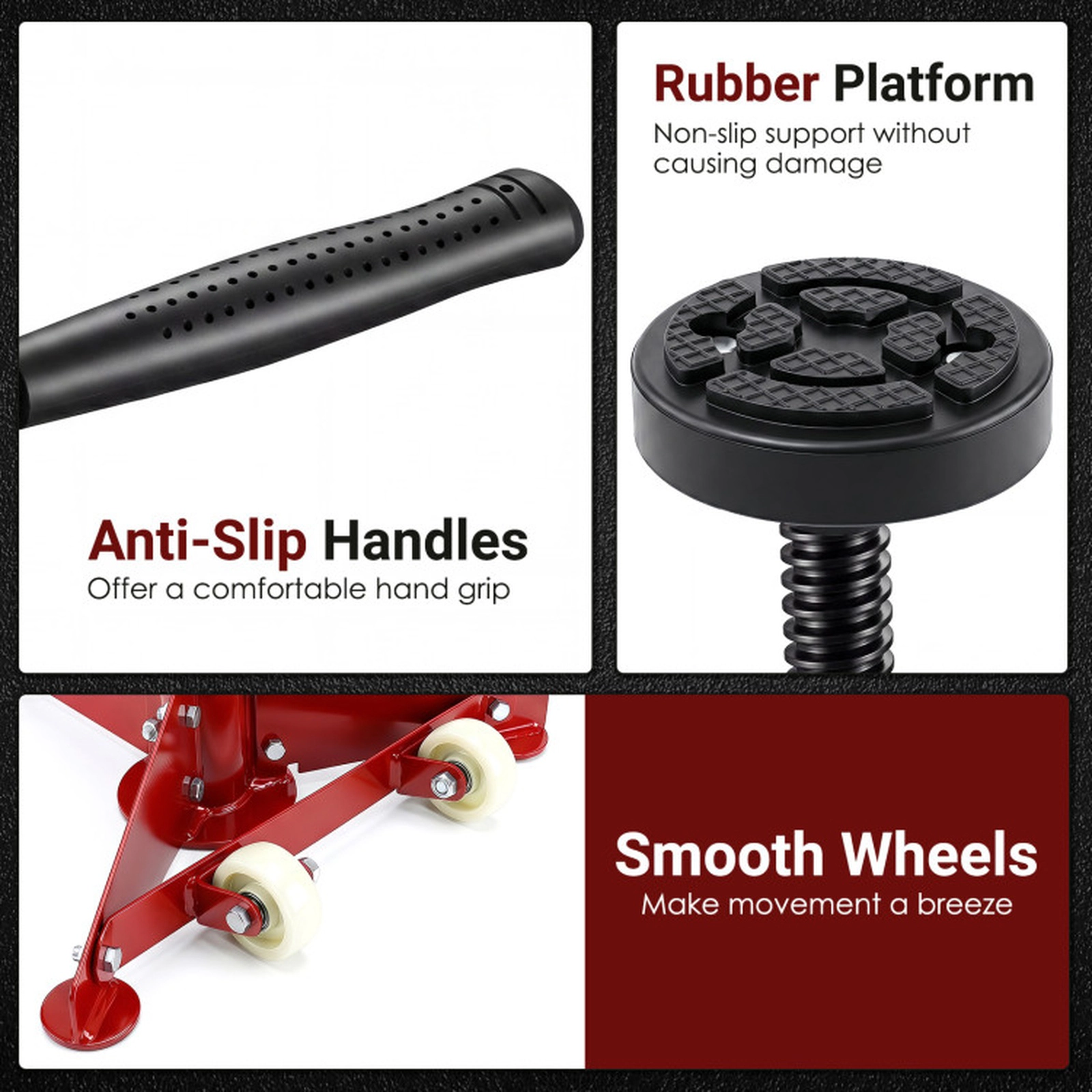 SUGIFT 1654-lb Capacity Adjustable Underhoist Support Stand with Thrust Bearing and Rolling Wheels