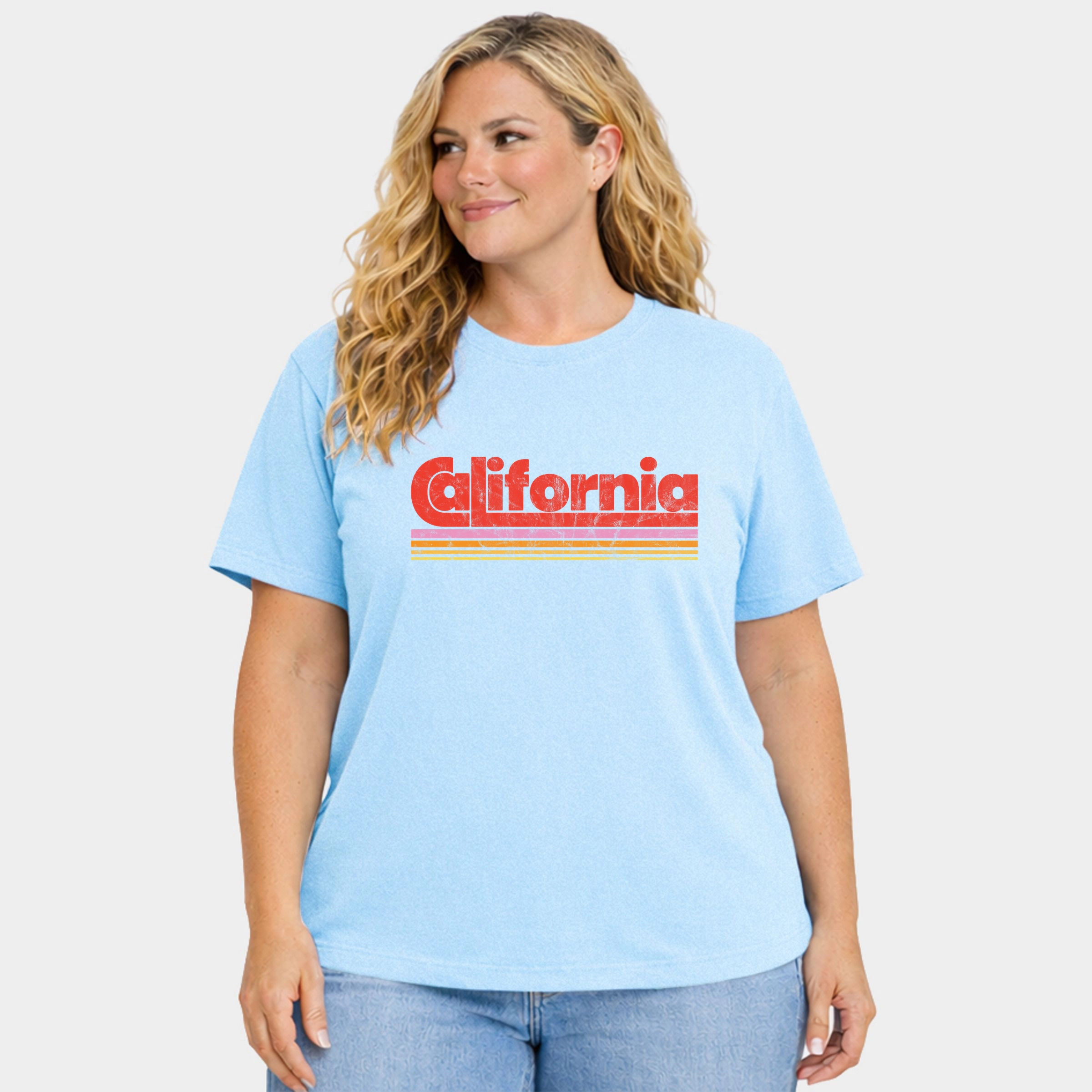 Simply Sage Market - Women's Plus Sized Garment Dyed Graphic T-Shirt California Retro Stripes