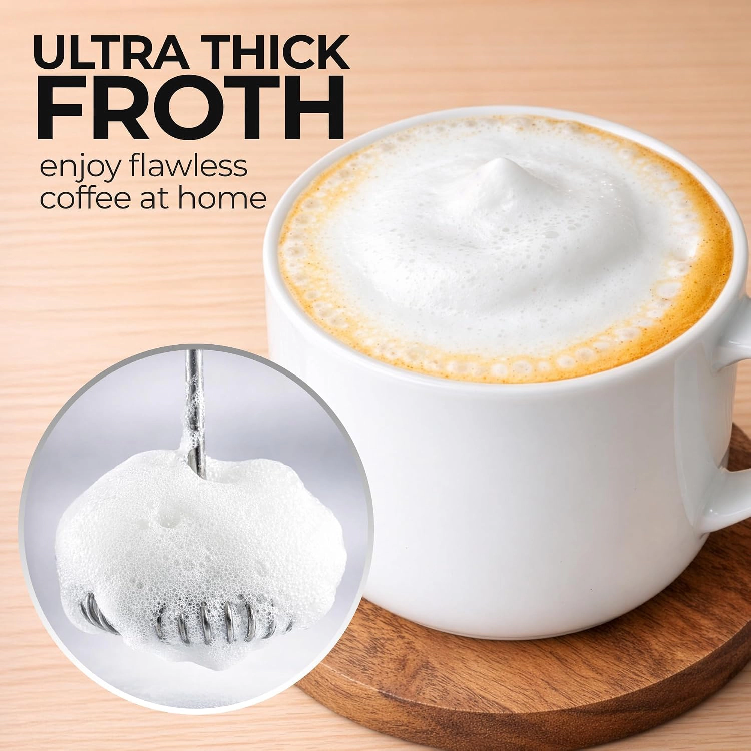 Zulay Kitchen 3-in-1 Froth N Go Milk Frother Rechargeable - Comes with 3 Whisk Attachments