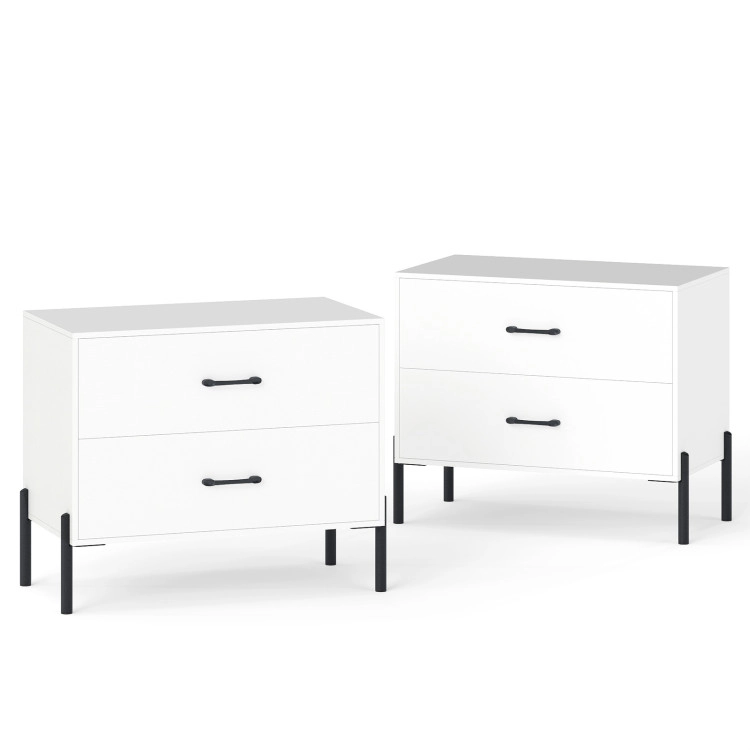 Hivvago 2-Drawer Dresser Modern Wooden Nightstand Set of 2