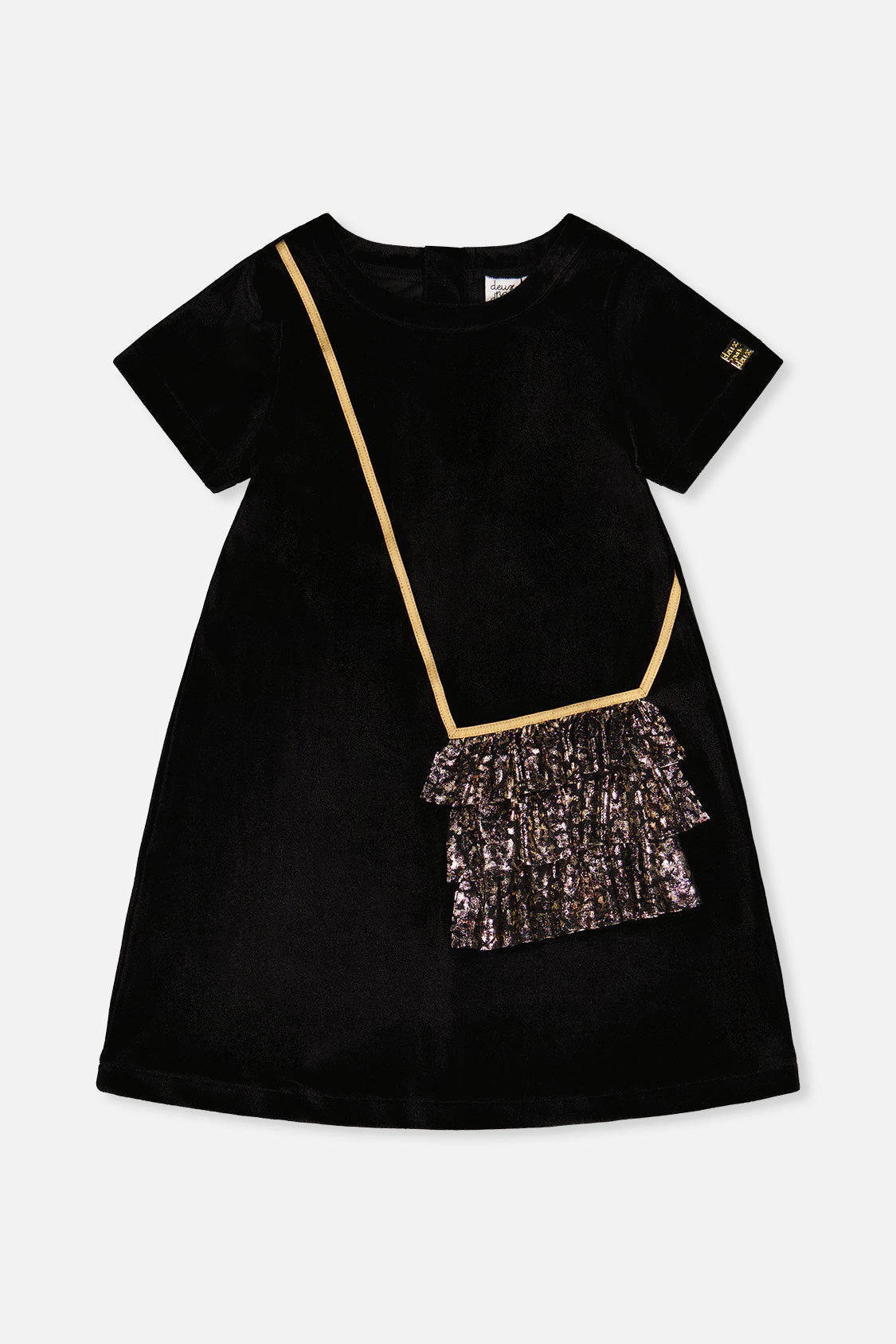 Deux par Girls Sleeveless A-Line Dress with Metallic Bag Appliqué
