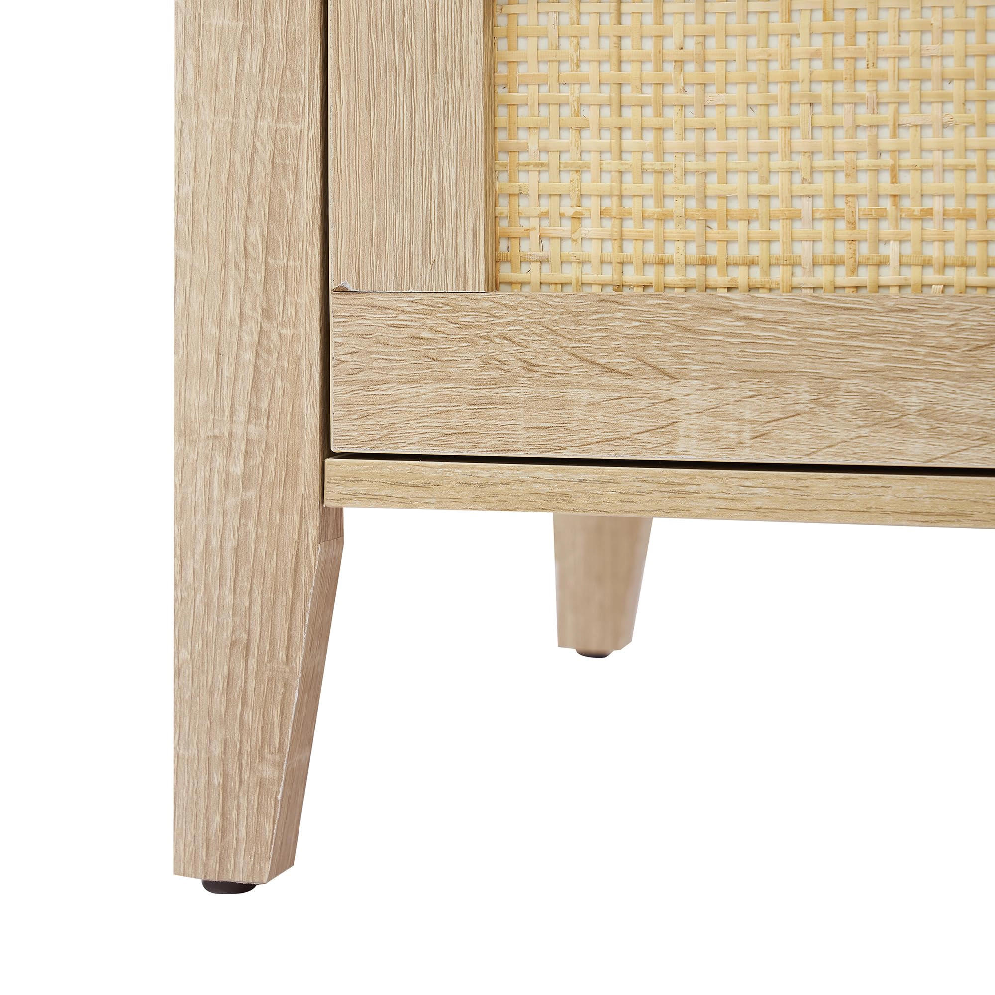 BebreezChic Set of 2 3-Drawer Nightstands with Rattan Fronts and Metal Handles