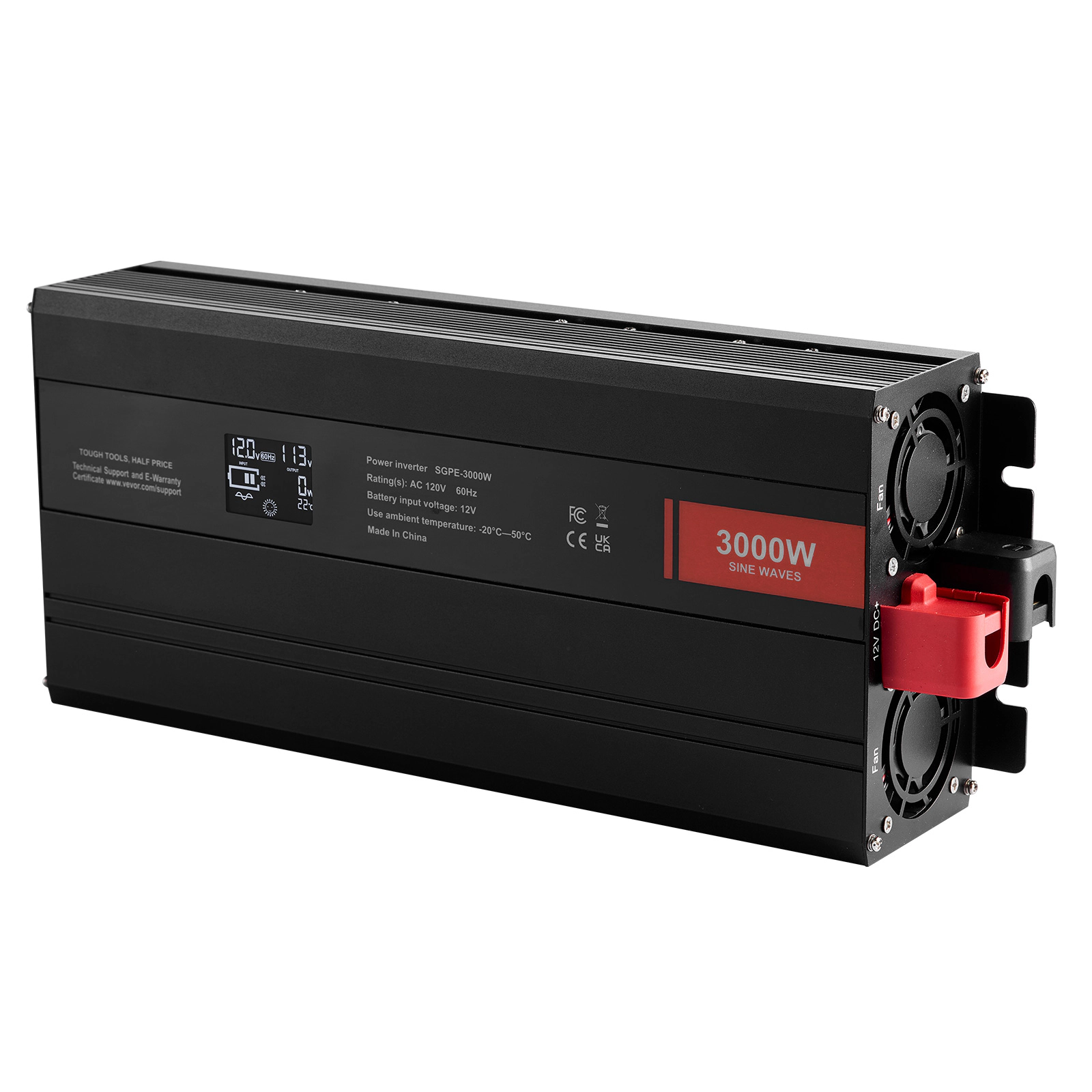 HONGGE 12V DC to AC Sine Wave with 1 USB, 1 Type-C, Remote for CE FCC