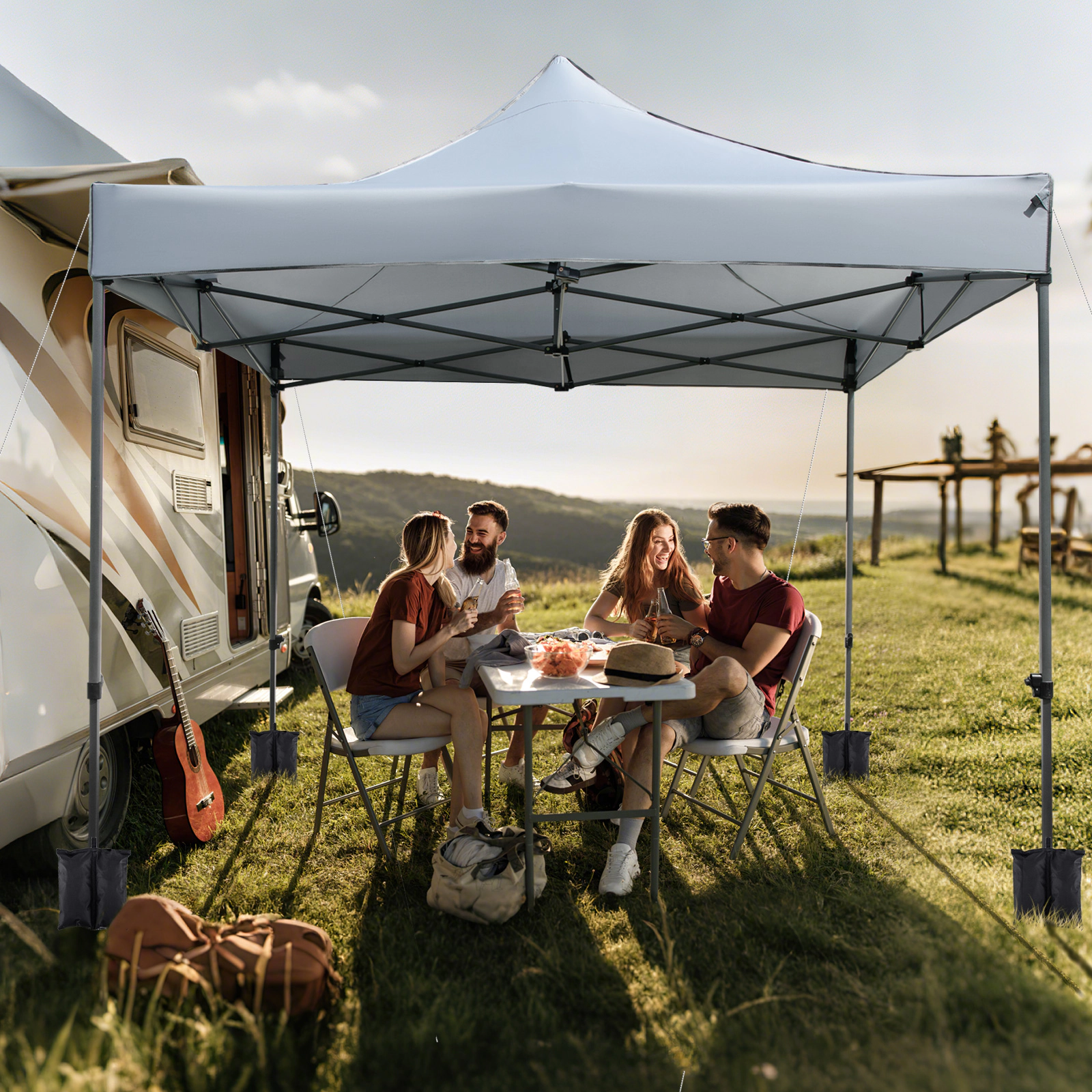 LJG 10 x FT Outdoor Pop up Canopy Tent Easy Setup Gazebo Shelter with Wheeled Bag