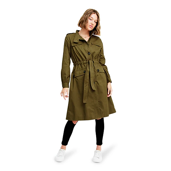 Belle & Bloom Womens Carlisle Button Front Trench Coat