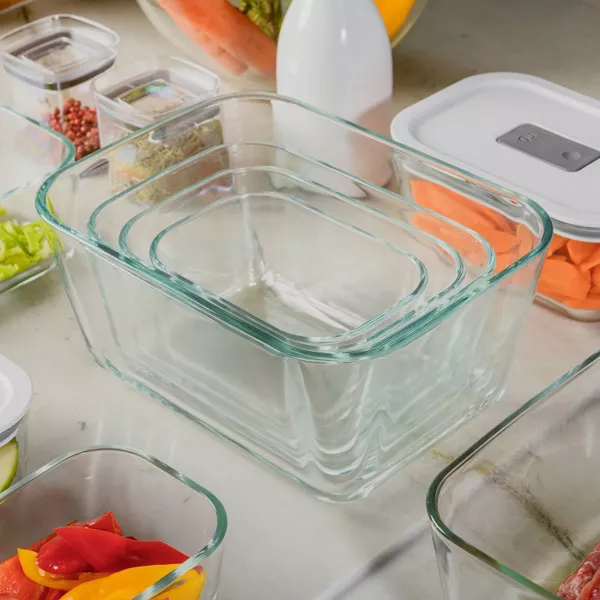 OU Glass Food Storage Container Set 36pc, Airtight Leak Proof Lids w/ Microwave Valve, Microwave Freezer Dishwasher Safe