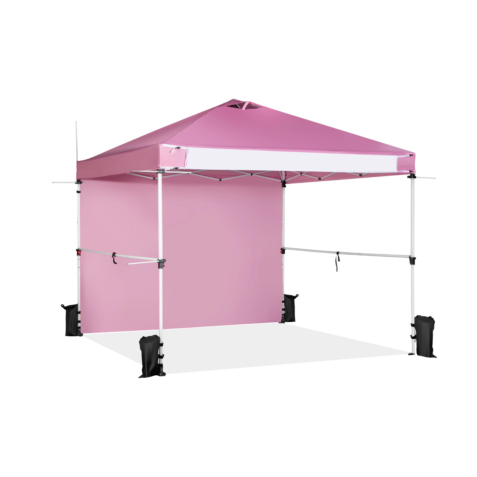 SUGIFT Pink Commercial Pop Up Canopy Tent with Roller Bag and Detachable Sidewall 10-ft W 10-ft D 8.9-ft H