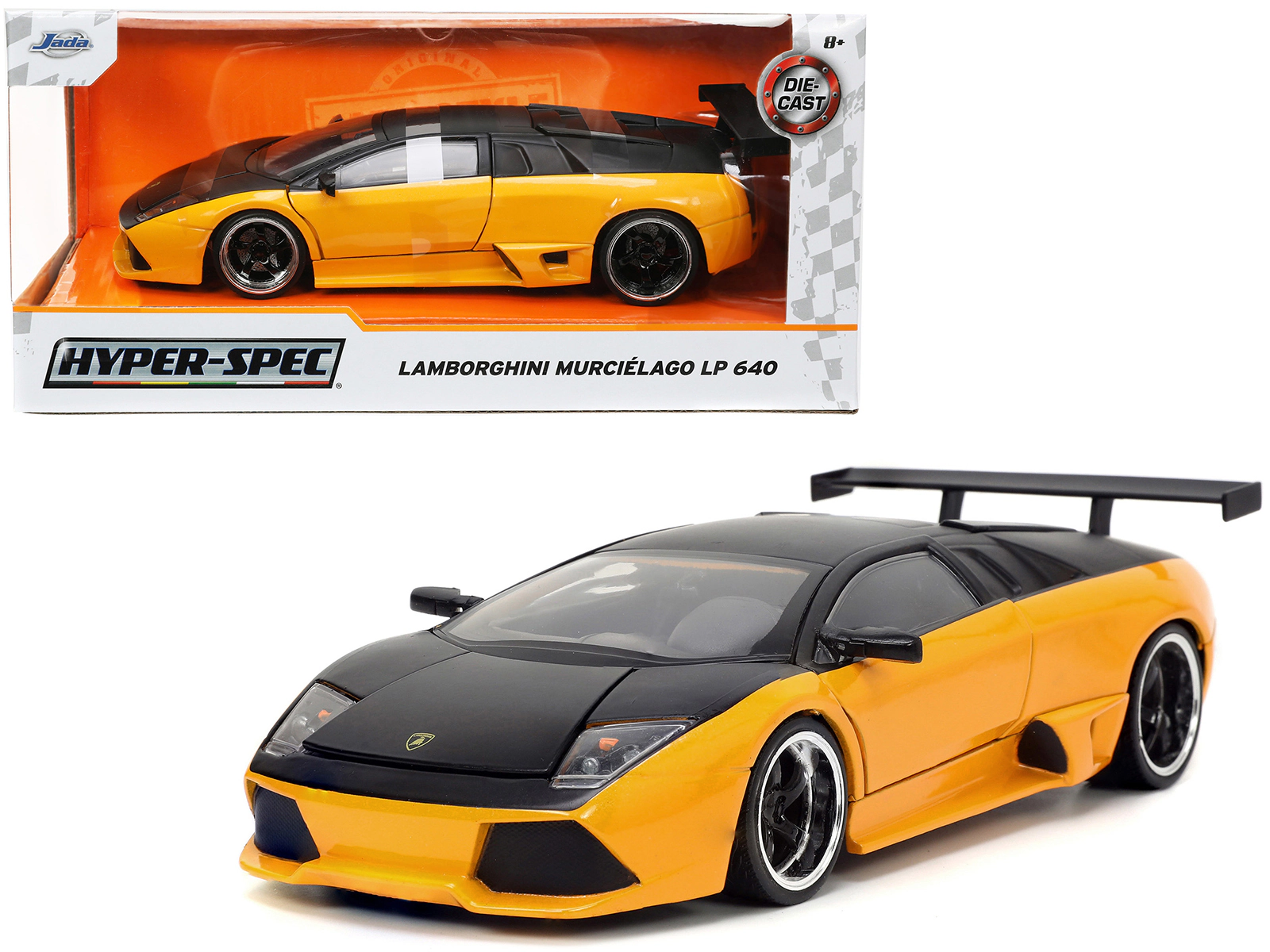 Jada Lamborghini Murcielago LP 640 Yellow Metallic and Matt Black "Hyper-Spec" Series 1/24 Diecast Model Car by Jada
