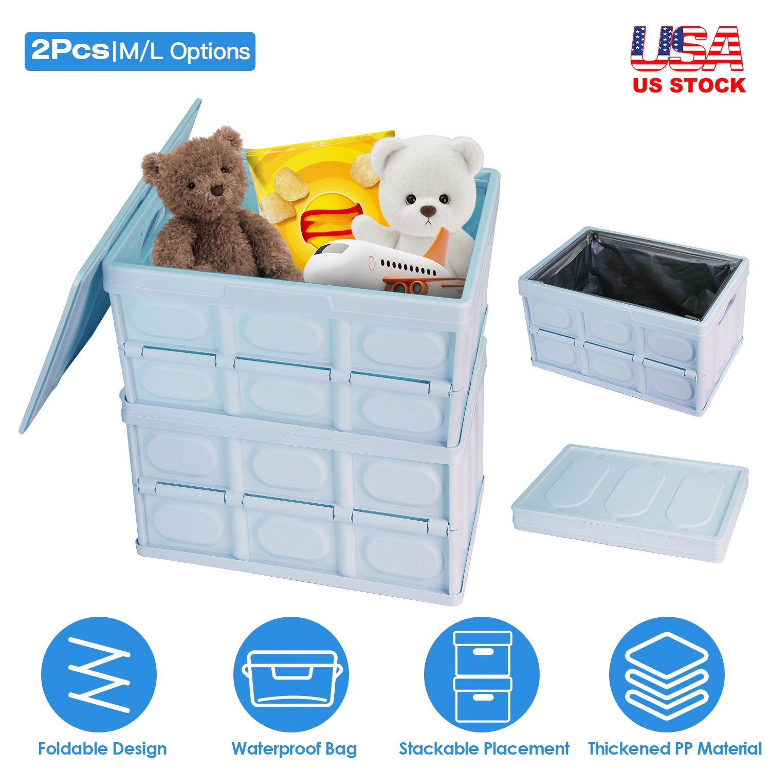 GBruno 2-Pc Collapsible Storage Bins With Lids