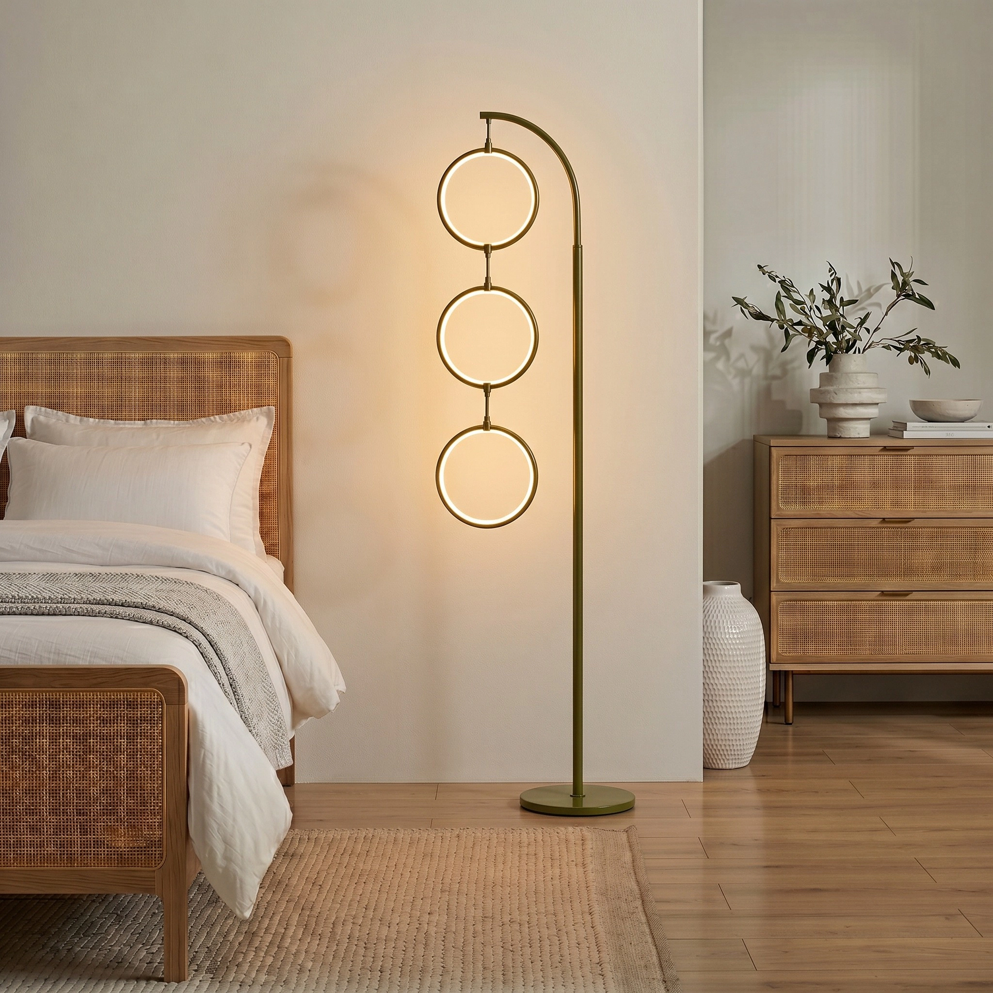 Brightech 3 Ring Lamp LED Halo Ring Floor Lamp