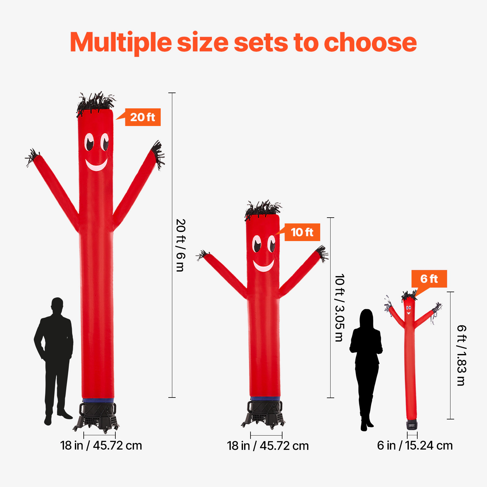 HONGGE Inflatable Tube Man Set Wacky Waving Inflatable Dancing Tube Guy with Blower PP Shell IPX3 Waterproof Blower Fan