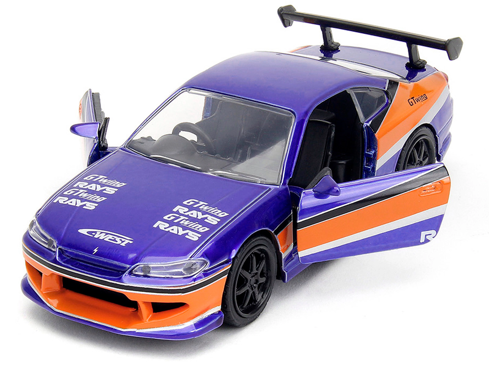 Jada 2001 Nissan Silvia S15 RHD (Right Hand Drive) Blue Metallic with Graphics "The Fast and the Furious