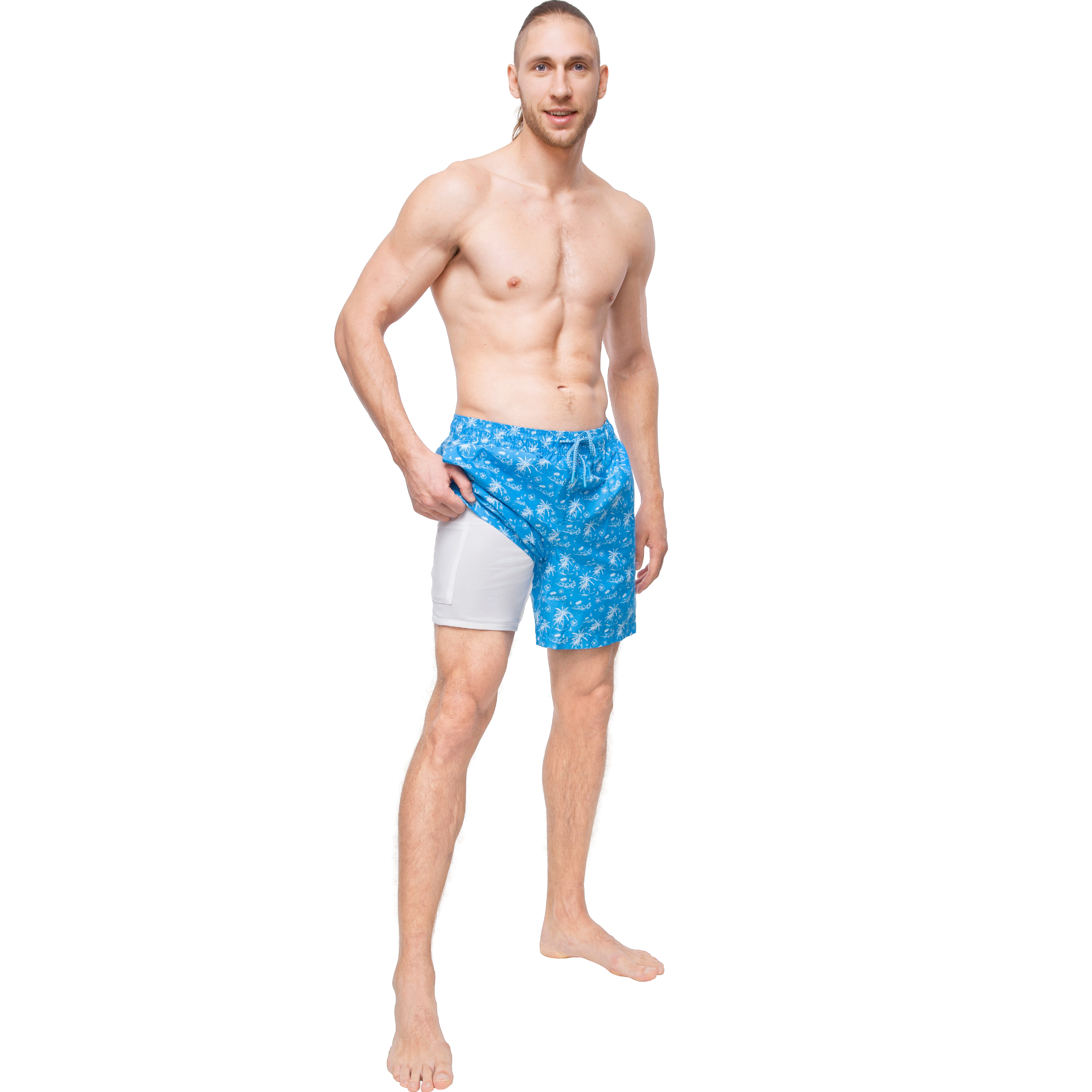 Rokka&Rolla Mens 7" Swim Trunks with Compression Liner