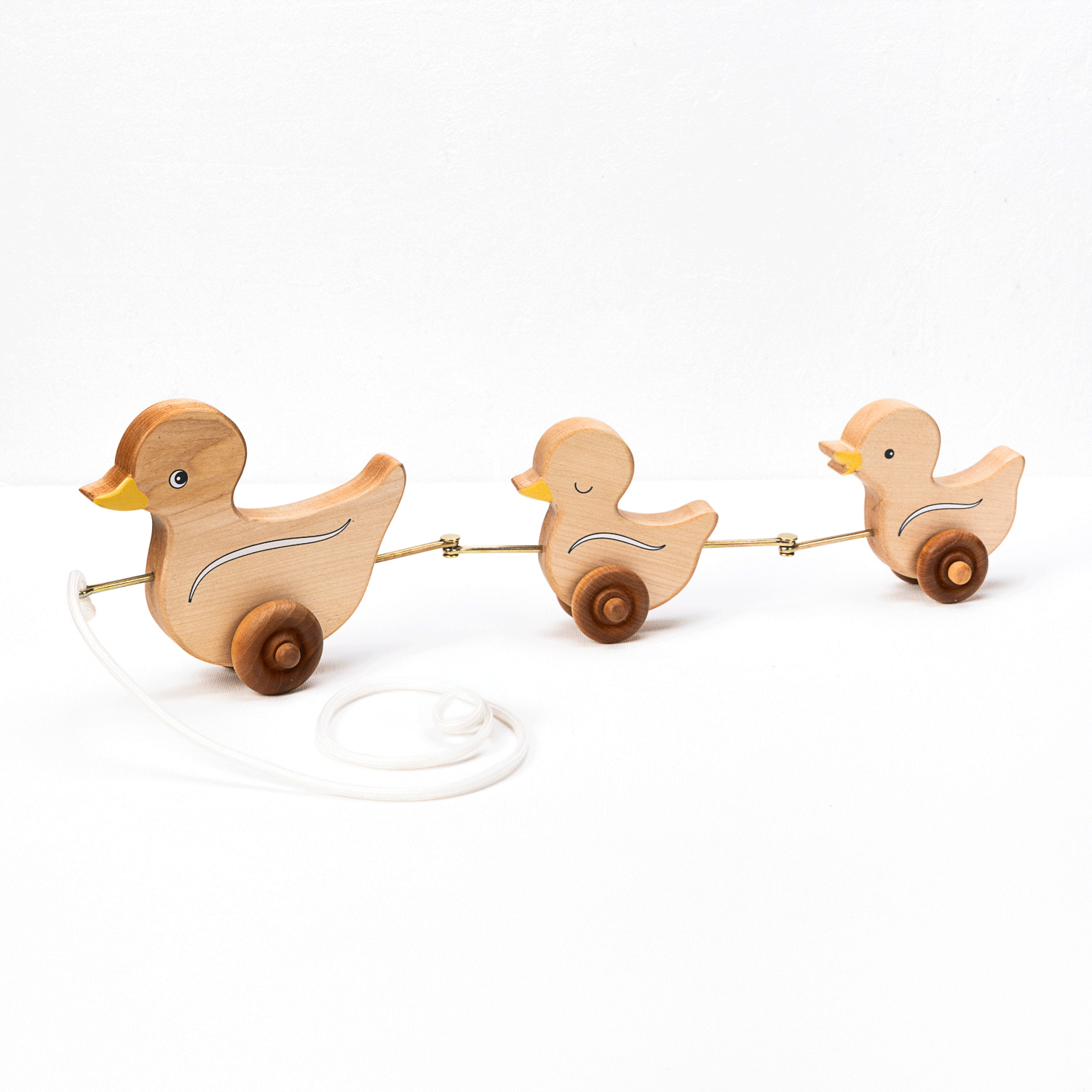 Miller Boys Vintage Toys Pull Toy - 3 Ducks Maple Wood - Made in USA